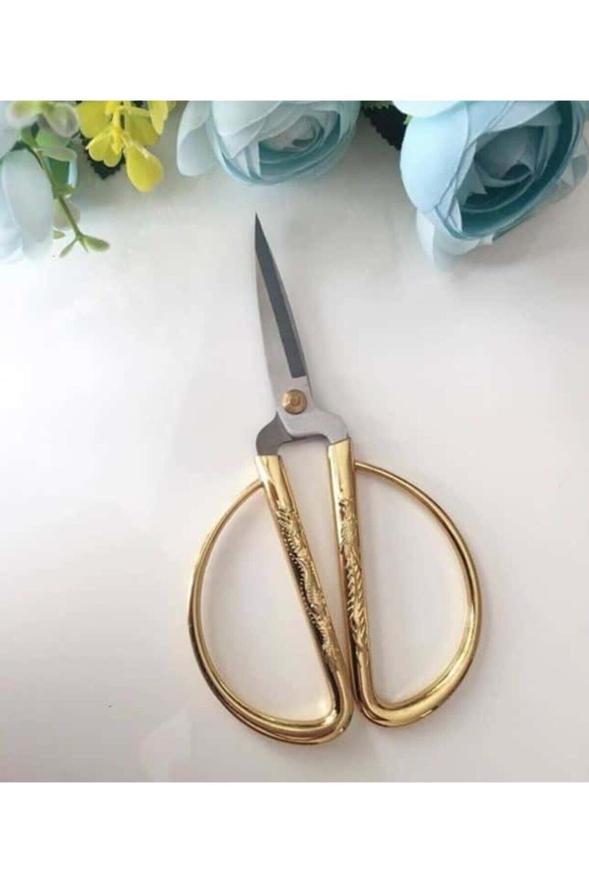 Aker Hediyelik-Gold Heart Patterned Wide Handle Scissors Imported Small Luxury Scissors Models Promise Engagement Ribbon Scissors – Mak 2