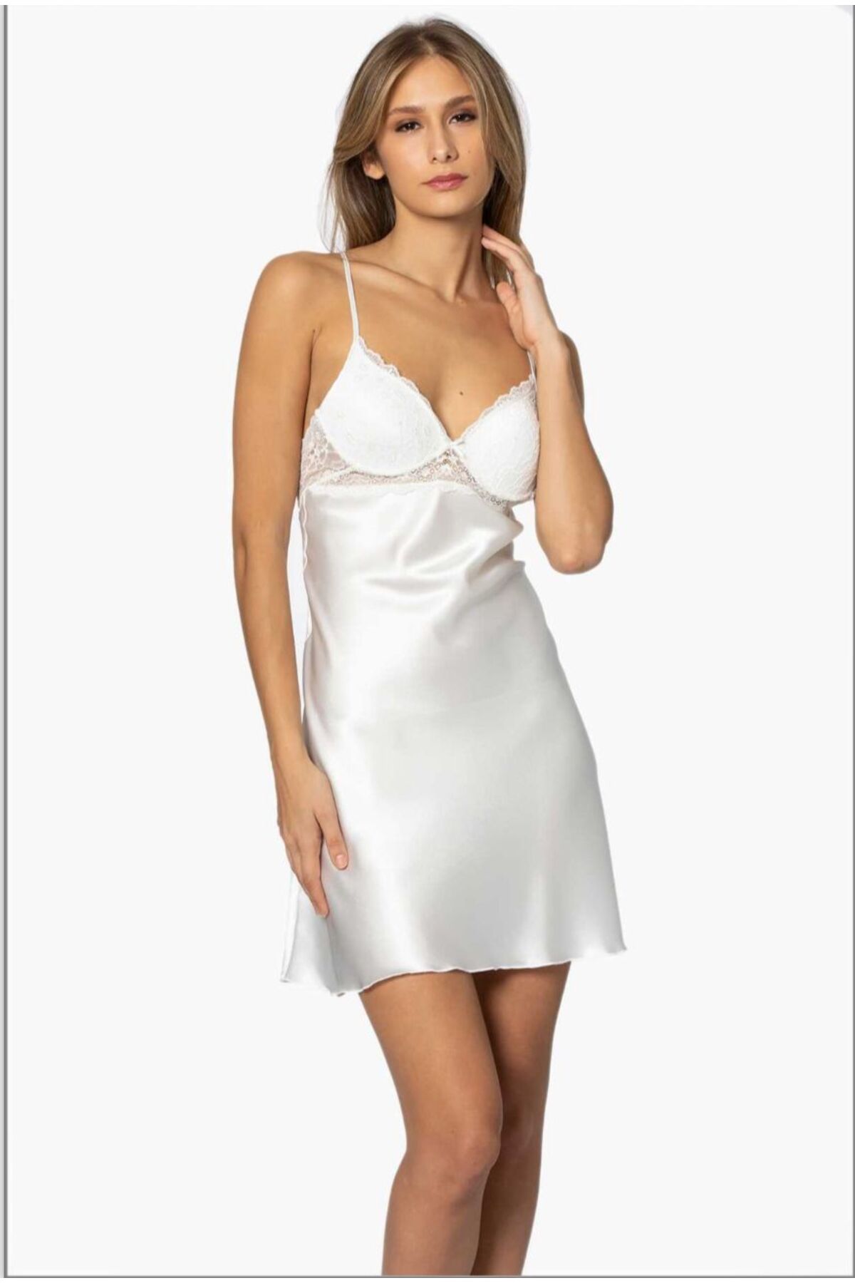 Lüx Wood Kadın Saten Dantelli Gecelik