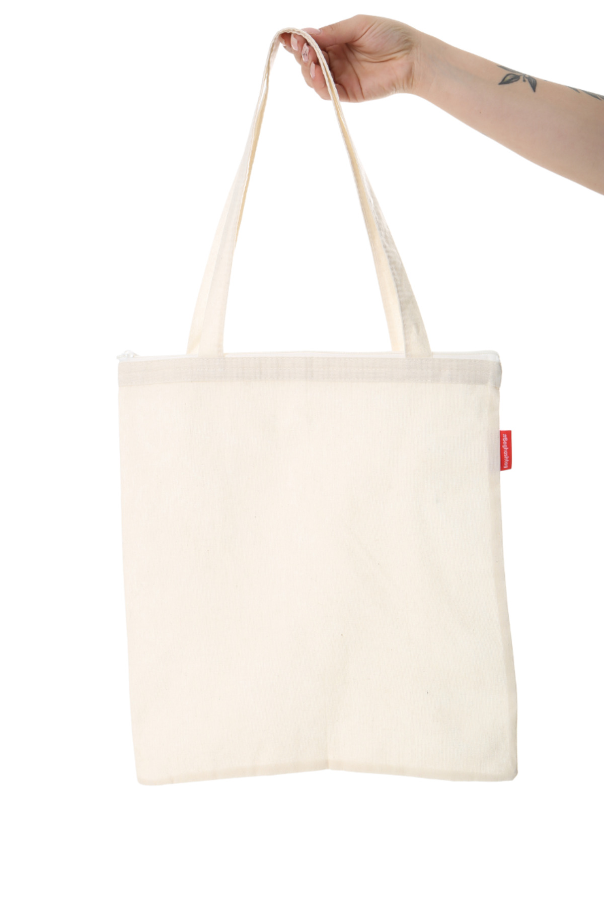 Baghashtag  Fermuarlı Baskısız Bez Çanta - Görsel 3