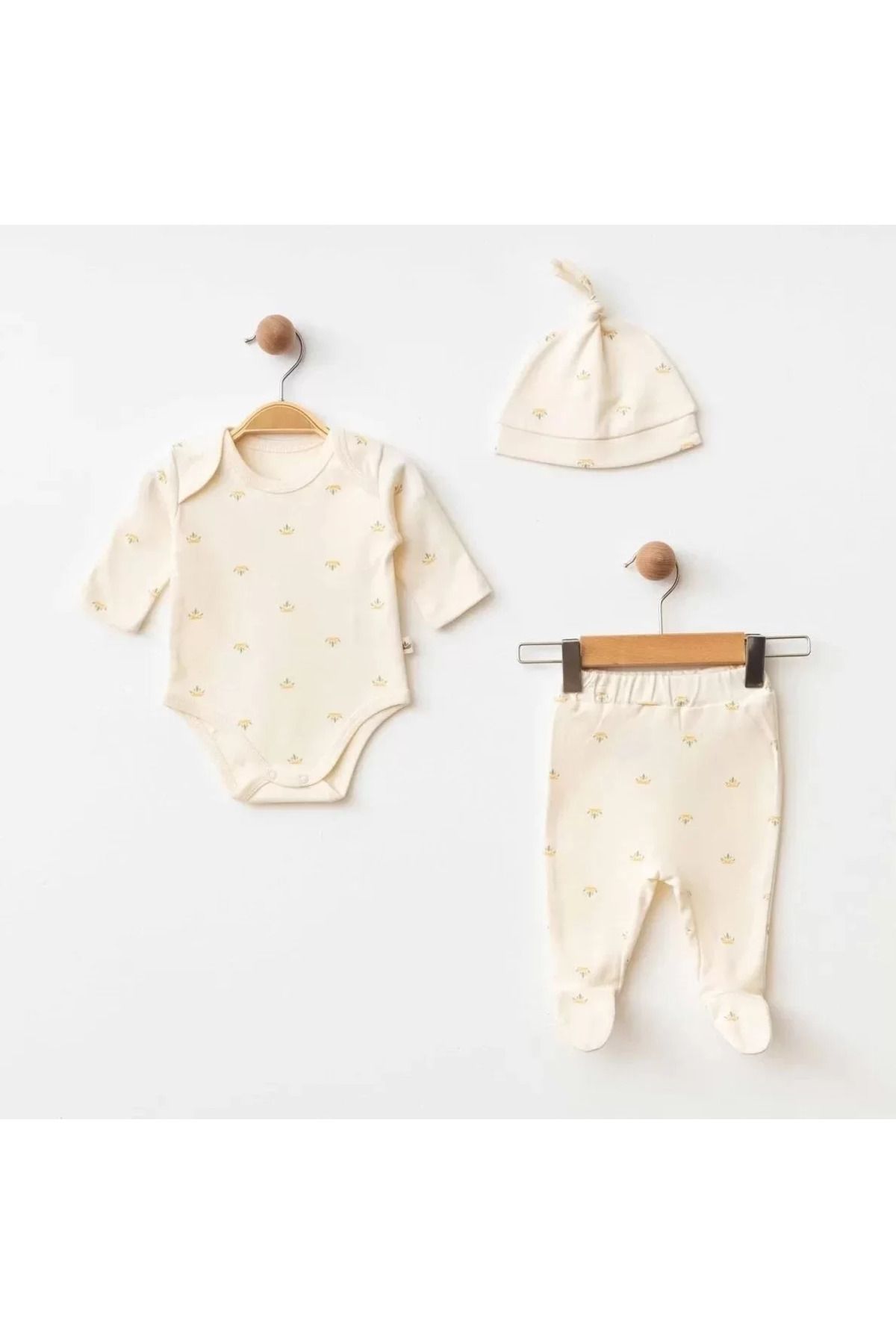 RUBY BOUTİQUE Eslenza Baby 3'lü Zıbın Takım 0038 Bej