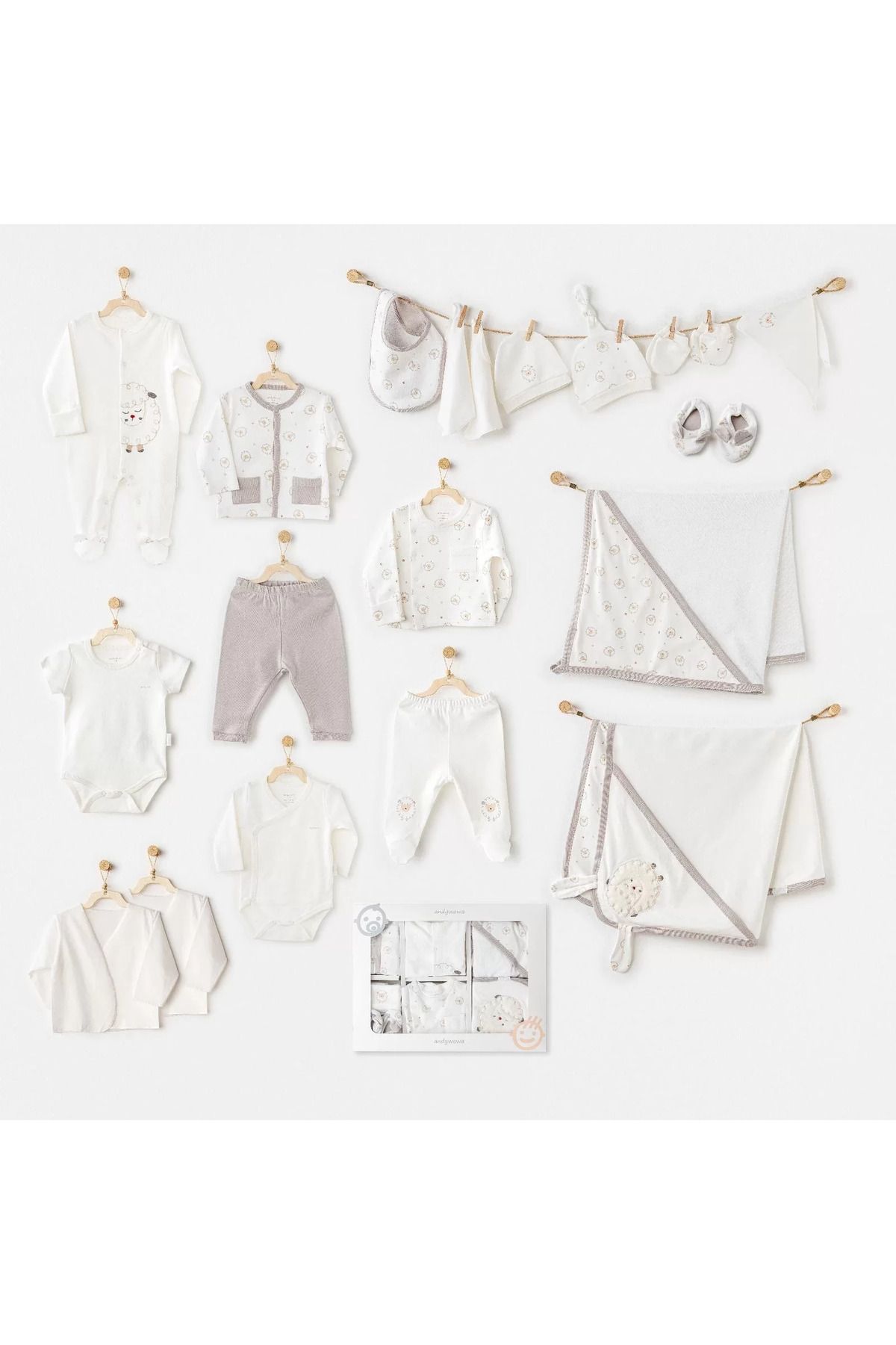 RUBY BOUTİQUE Andywawa Ac25562 Newborn Set Tinny Ships 20'li Hastane Çıkışı Ekru
