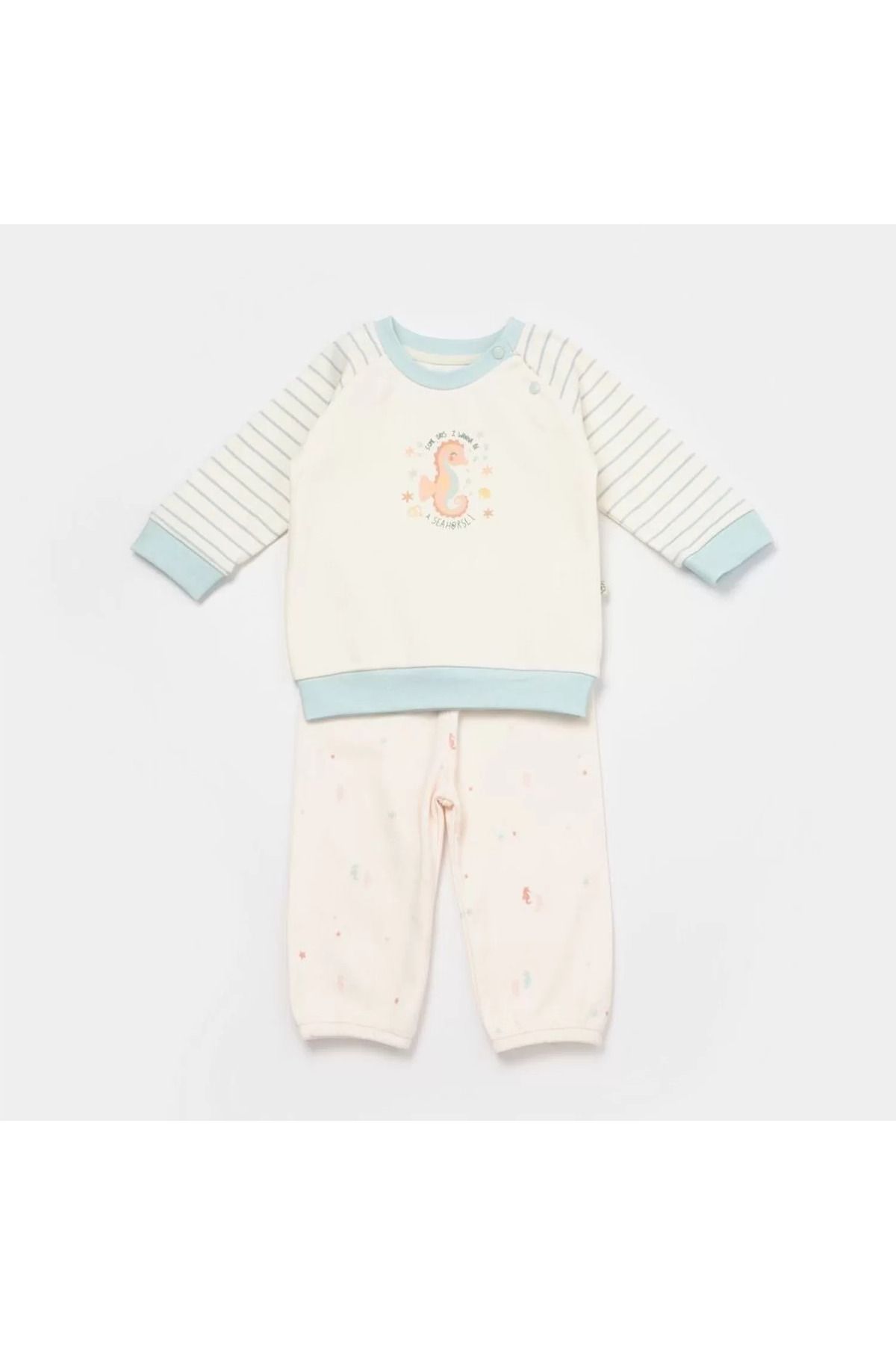 RUBY BOUTİQUE Bibaby Biorganic Save The Seahorse 2'li Bebek Takım 59797 Bej-mint