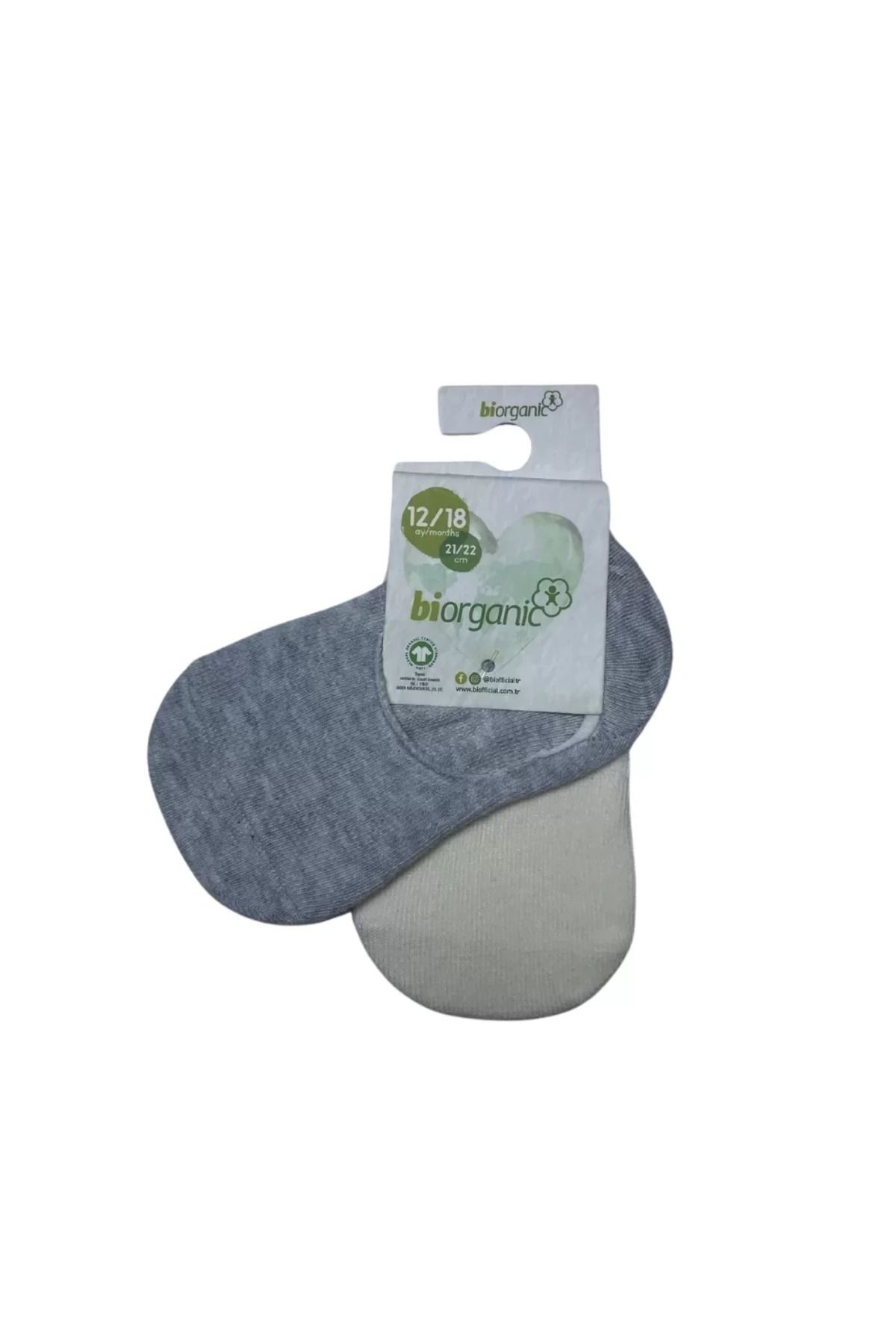 RUBY BOUTİQUE Bibaby Biorganic New Basic Kız 2'li Babet Çorap 68486 Ekru Gri