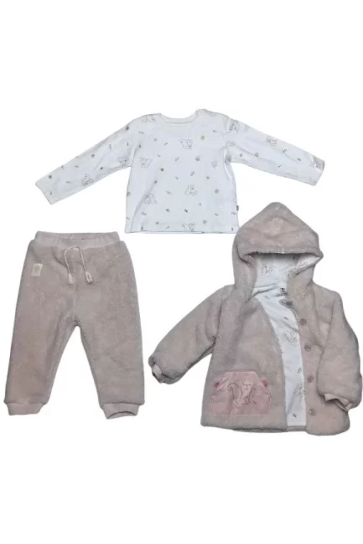 RUBY BOUTİQUE Bibaby Pretty Moments 3'lü Bebe Takım 73339 Ecru Pink