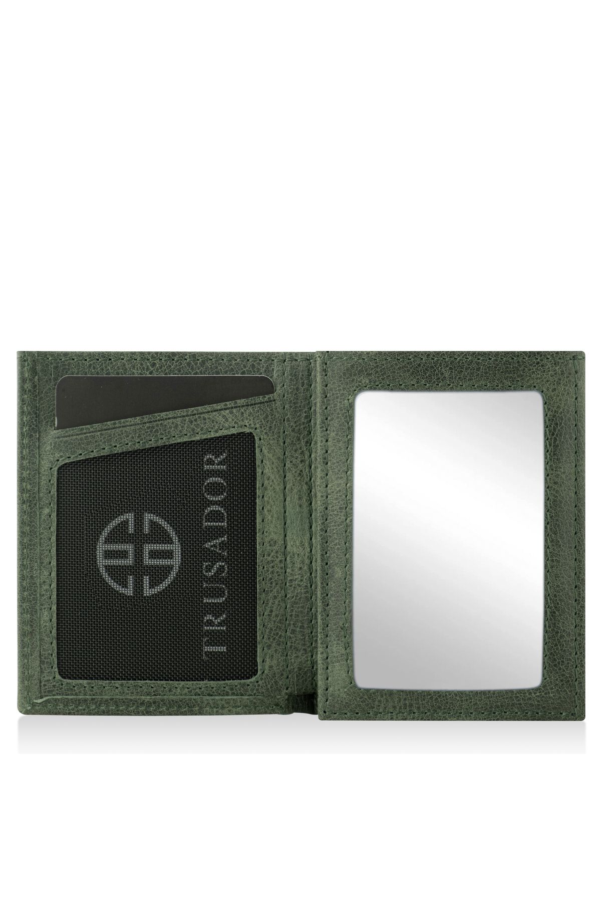 کیف پول زنانه MARSEILLE ZIPPERED GREEN ZIPPRED WALLET چرمی MIRRORED RFID مردانه محافظت شده Trusador