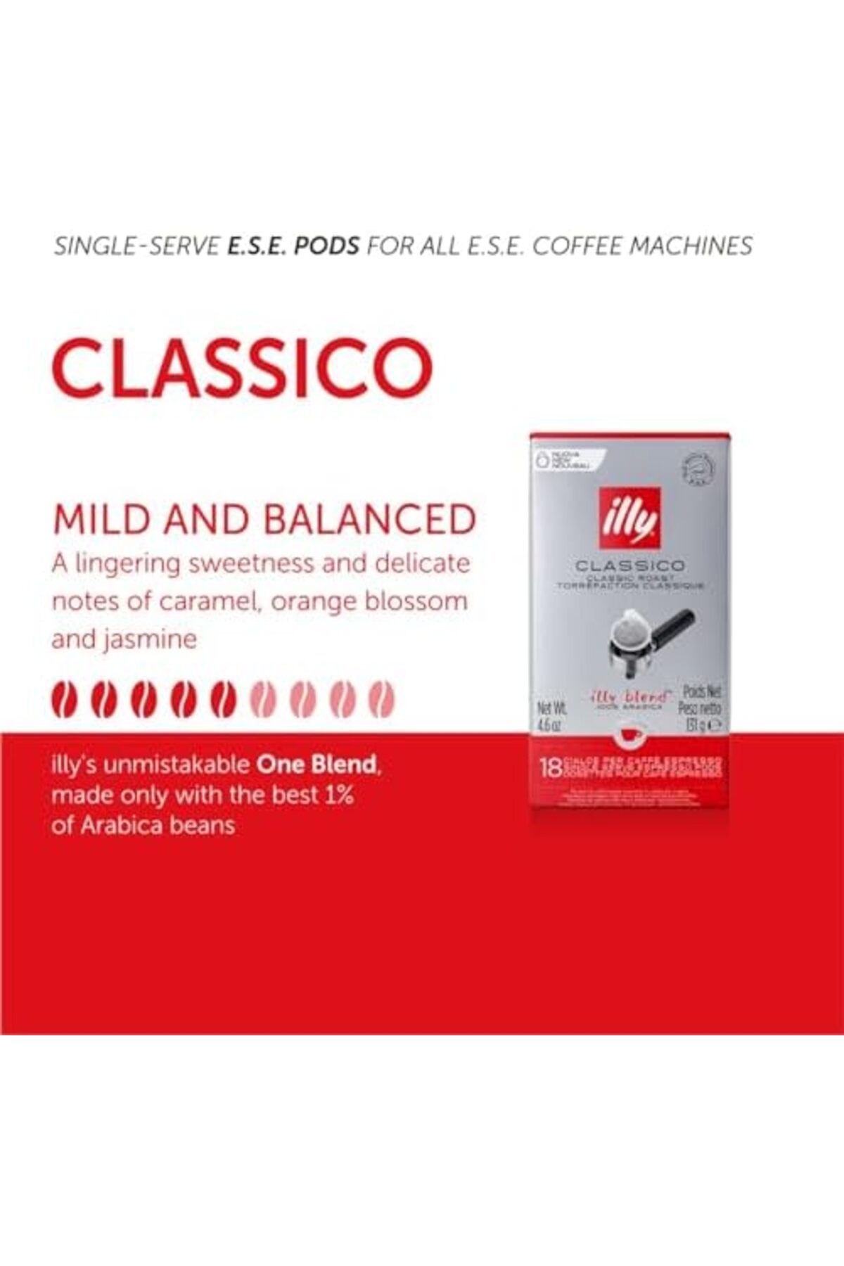 illy-E.S.E. Coffee - Single-Serve Coffee Capsules & Pods - Classico Medium Roast - 18 Count, 12 Pack 3