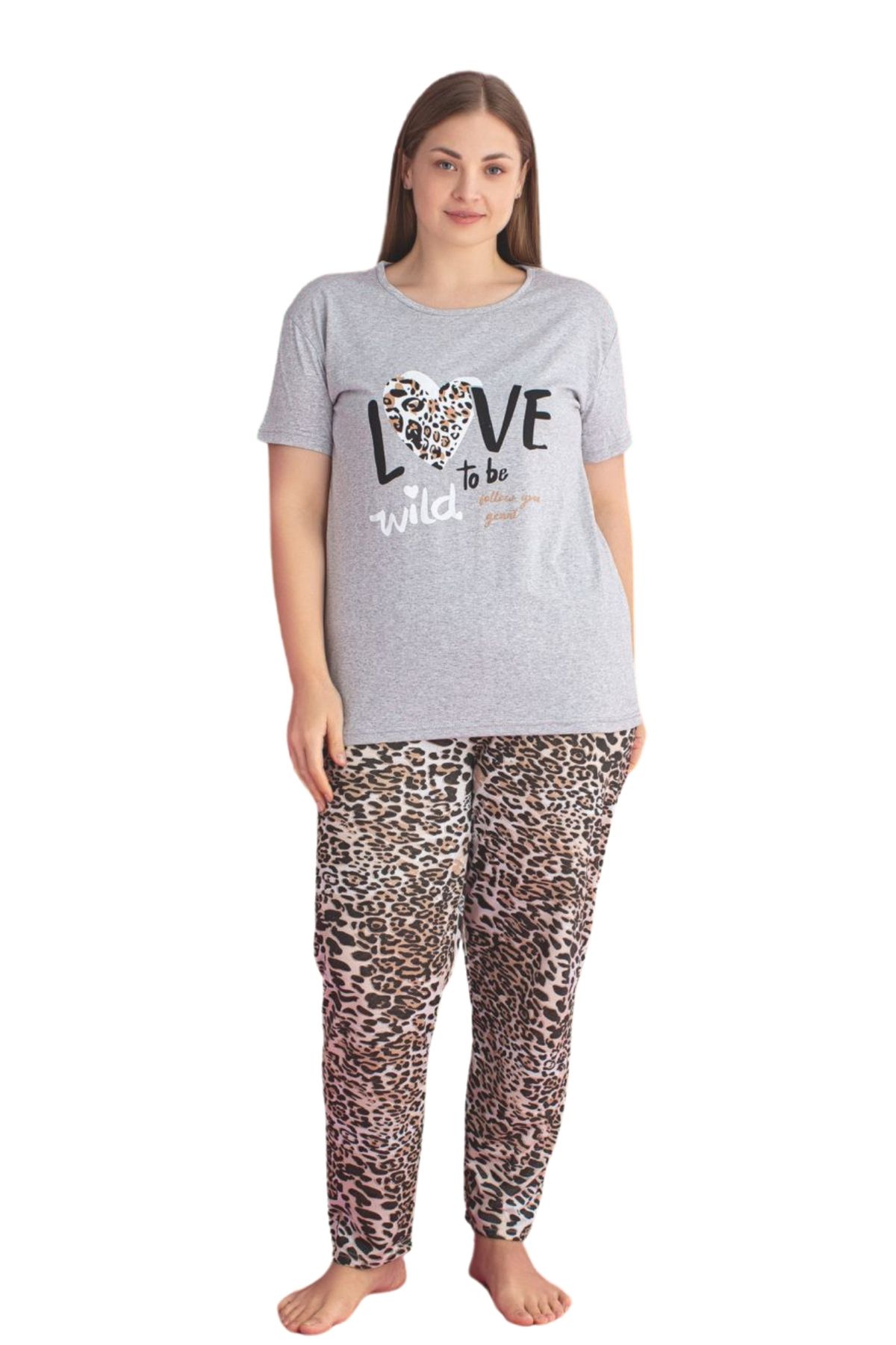 Farya Home-X-Dreamy Plus Size Cotton Leopard Print Short Sleeve Pajamas Set 6