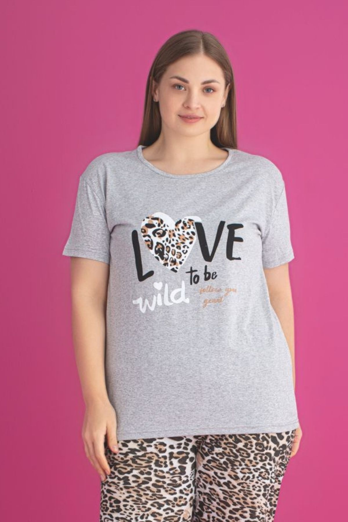 Farya Home-X-Dreamy Plus Size Cotton Leopard Print Short Sleeve Pajamas Set 3
