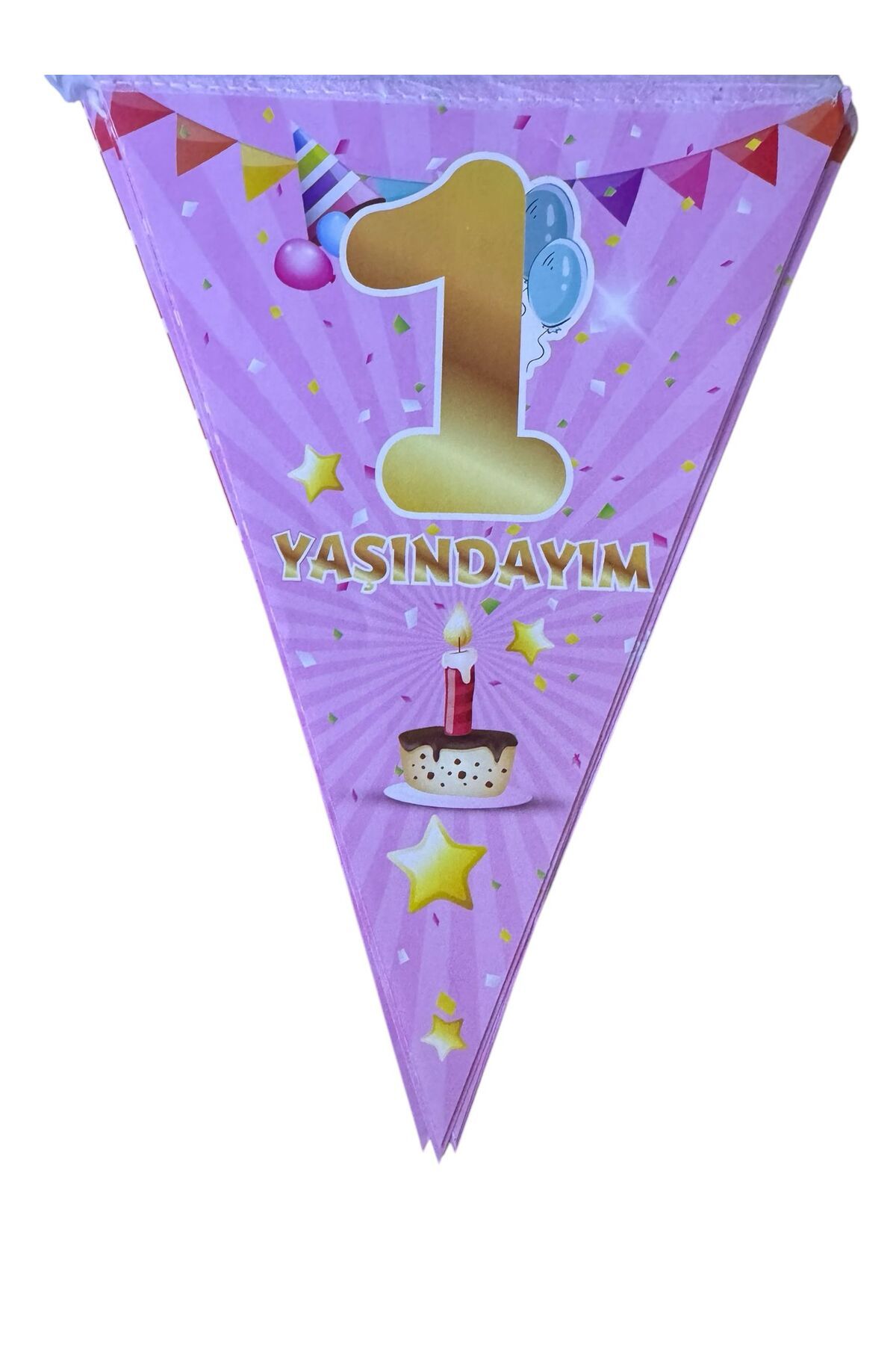 PM Üçgen Flama 1 Yaşındayım Pembe