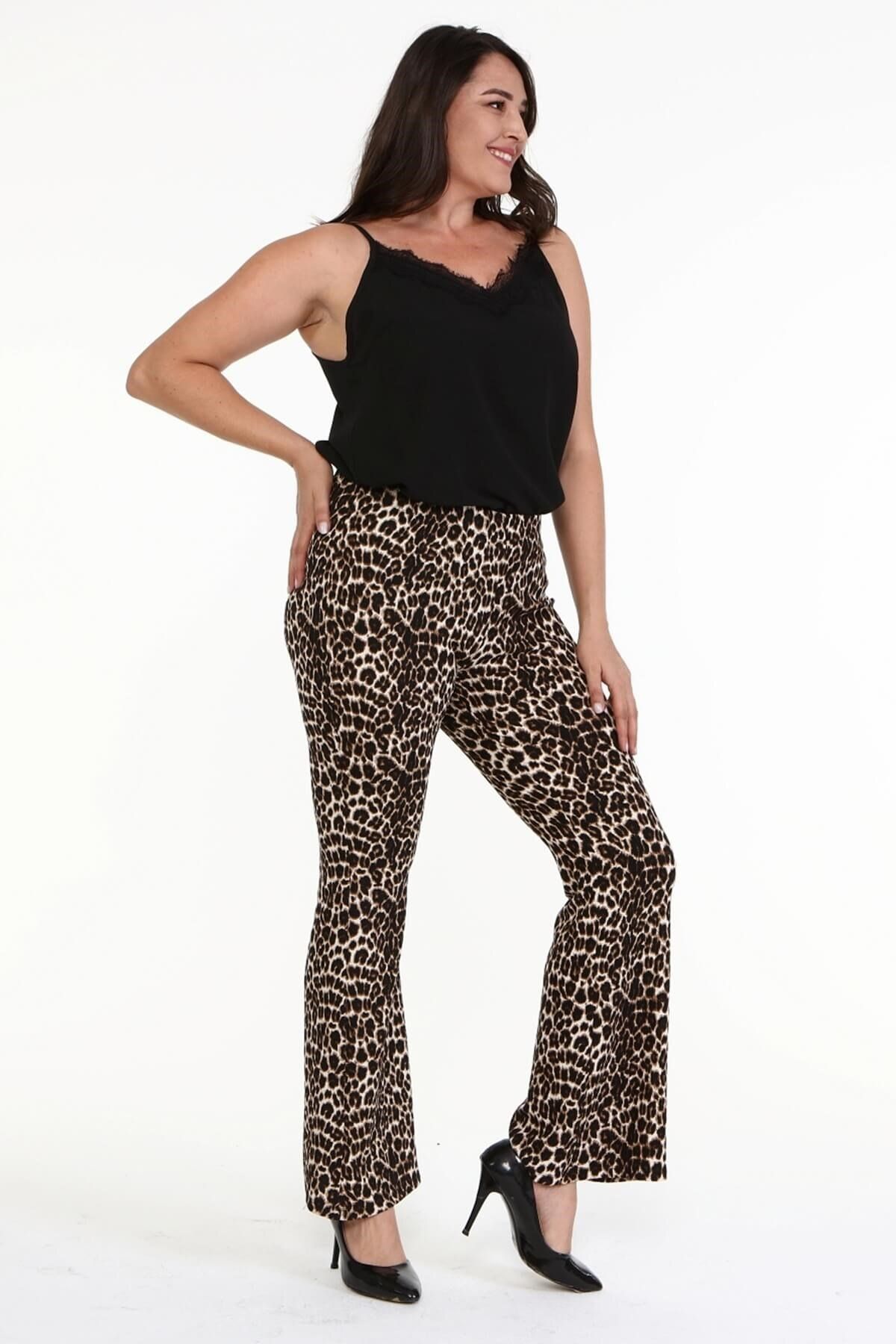 MYLİNE-Knitted Elastic Waist Flared Trousers 3