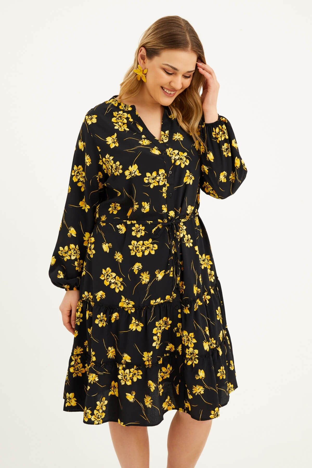 MYLİNE-Rochie cu curea cu volane 5