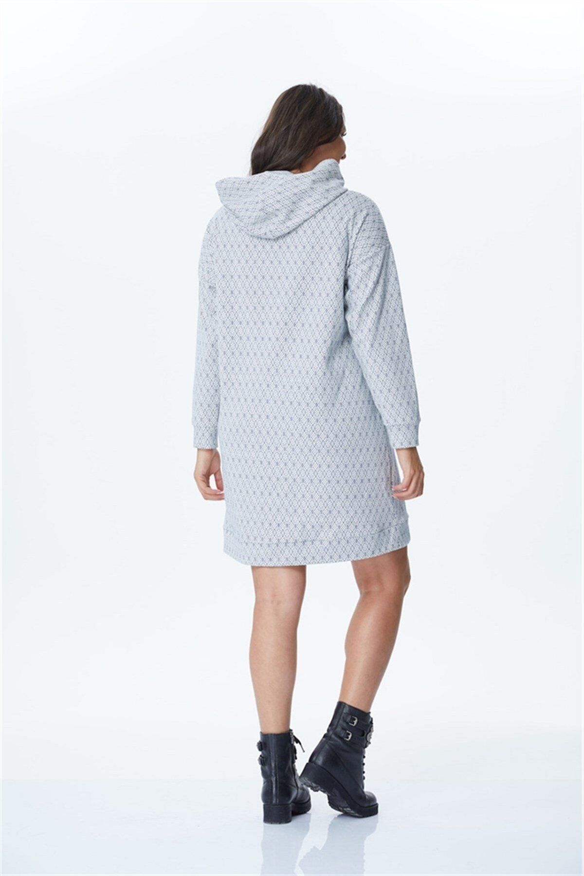 MYLİNE-Hooded Long Sweat Shirt Dress 3