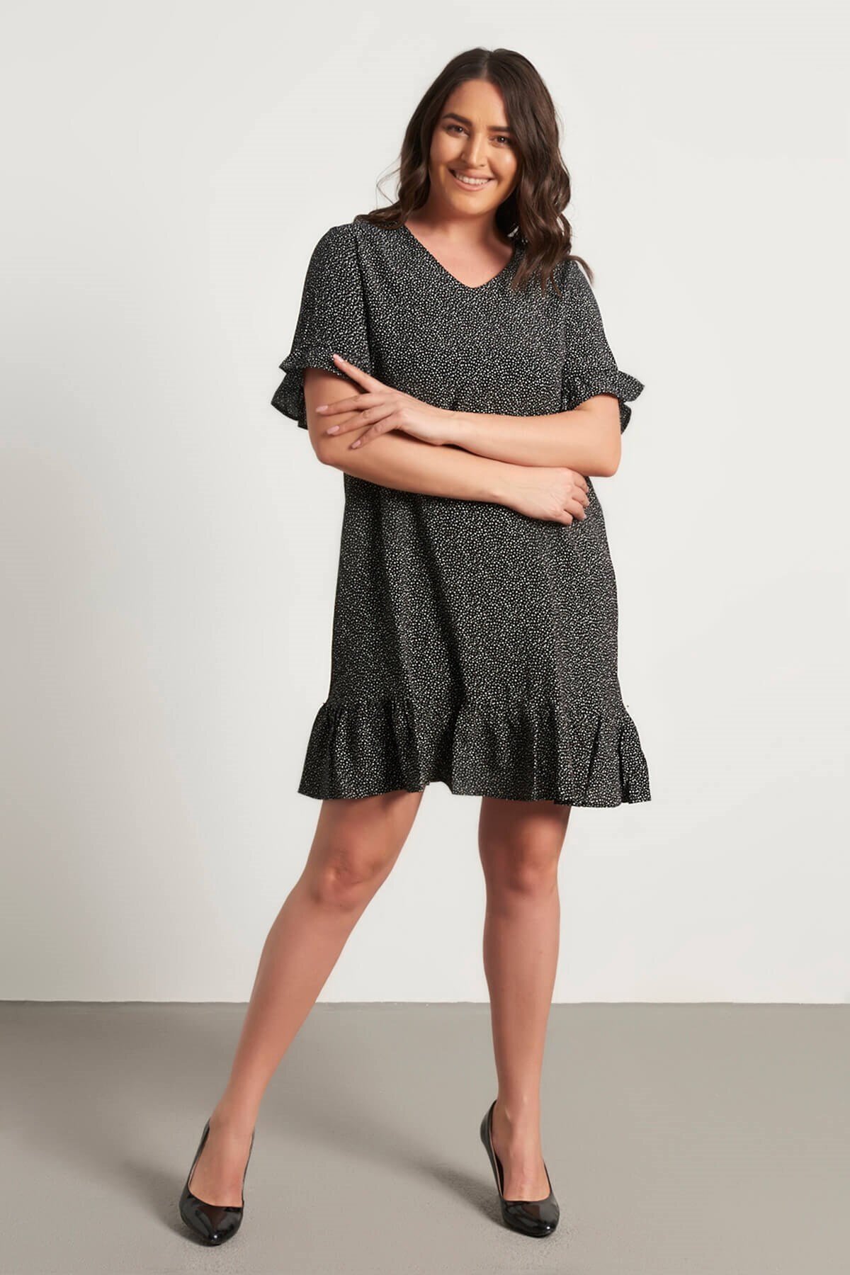 MYLİNE-Ruffle Skirt and Sleeves Dress 3