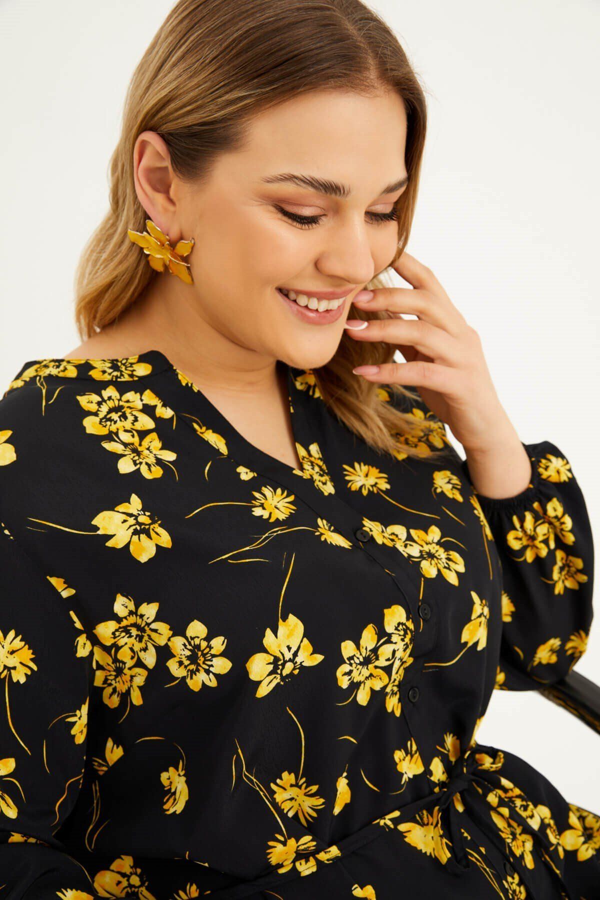 MYLİNE-Rochie cu curea cu volane 7