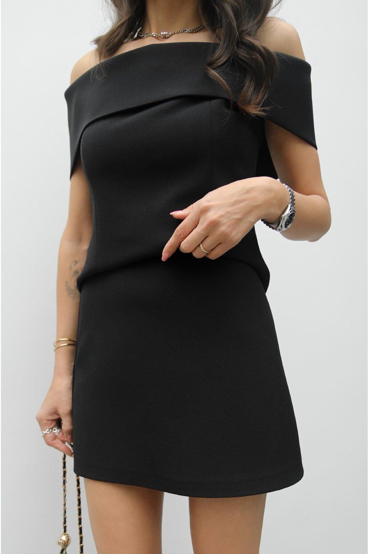 Havoş-Black Madonna Collar Blouse Skirt Set 8