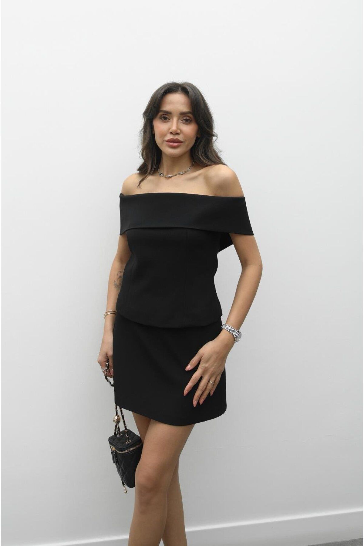 Havoş-Black Madonna Collar Blouse Skirt Set 2