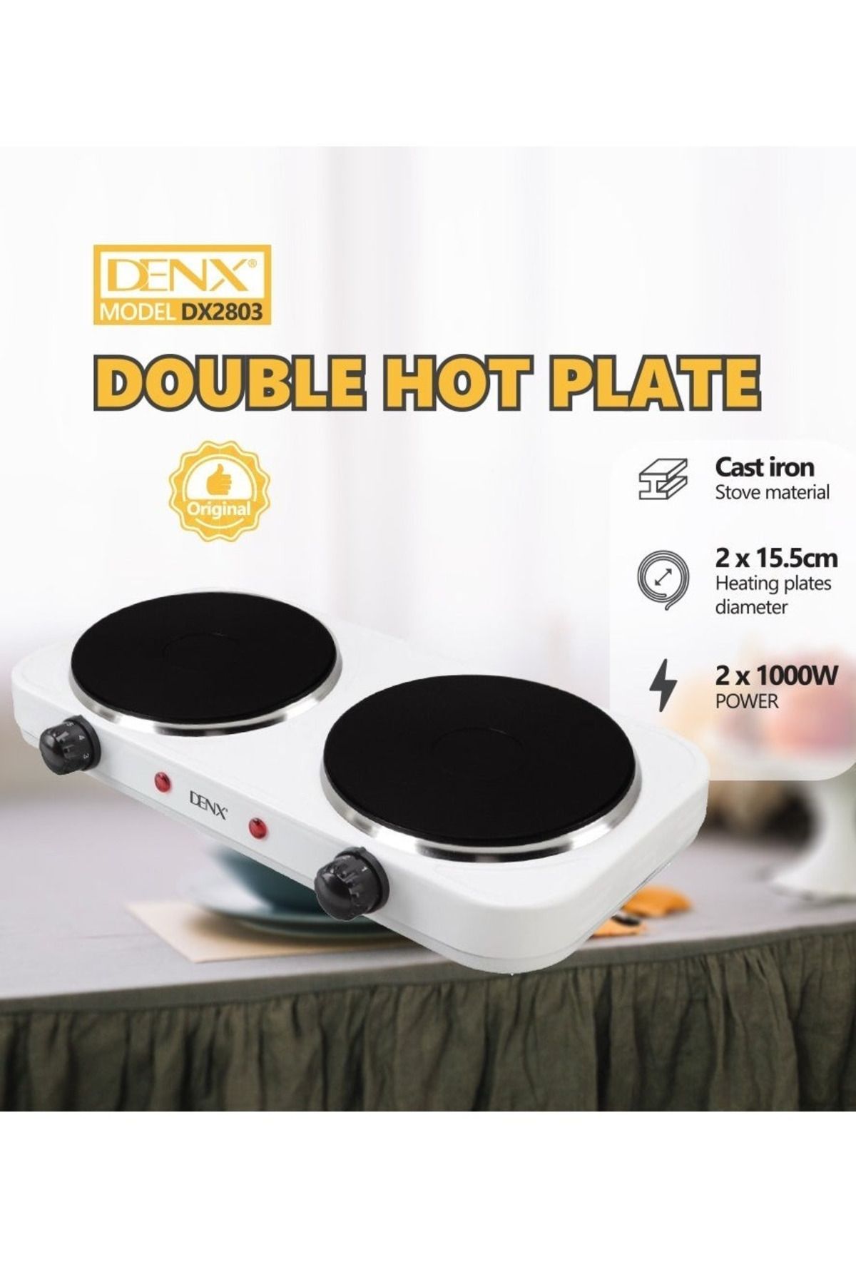 Denx-DX2803 Denx Durable electric stove with non-stick coating with overheat protection 5