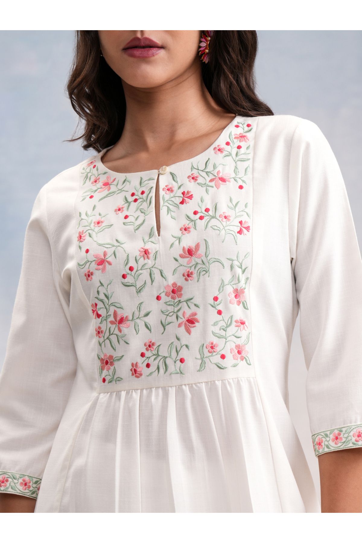Vishudh By Styli-Floral Embroidered A-Line Kurta 5