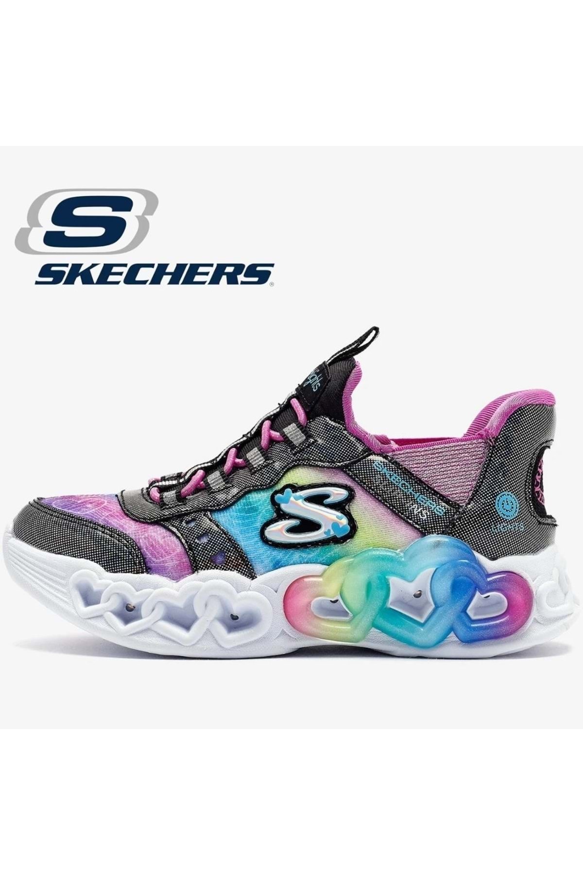 اسکچرز کفش ورزشی بچه‌گانه چراغ‌دار ارتوپدی Infinite Heart Lights Eternal Shimmer 303755L مشکی