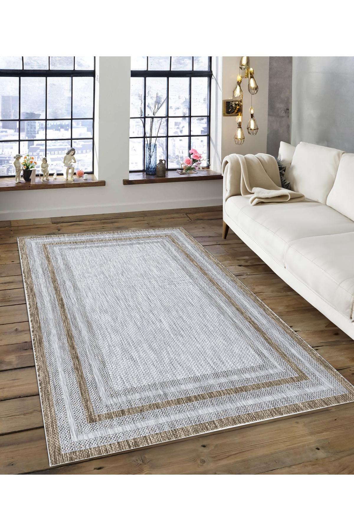 Dijidekor Shine M(115) Bej Fără Franjuri, Cu Bază Anti-alunecare, Covor Decorativ Digital Cu Imprimeu 160x300 - One Size