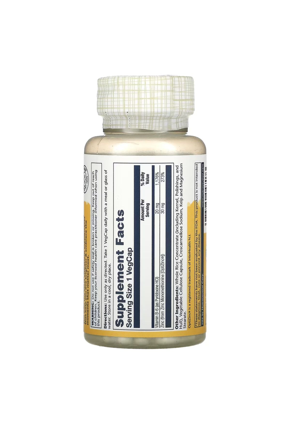 Solaray-Optizinc 30mg - Vitamin B-6 and Zinc Monomethionine 2