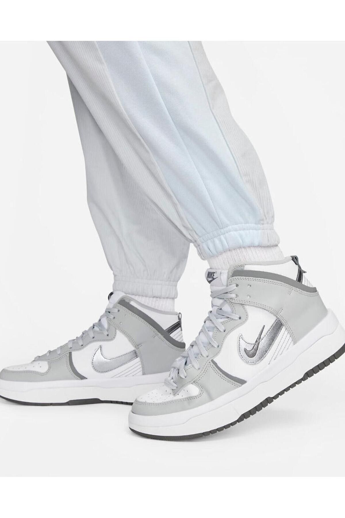Nike-Air Corduroy Fleece Pants High Waist Ribbed Detail Loose Fit Women's Gray Sweatpants 6