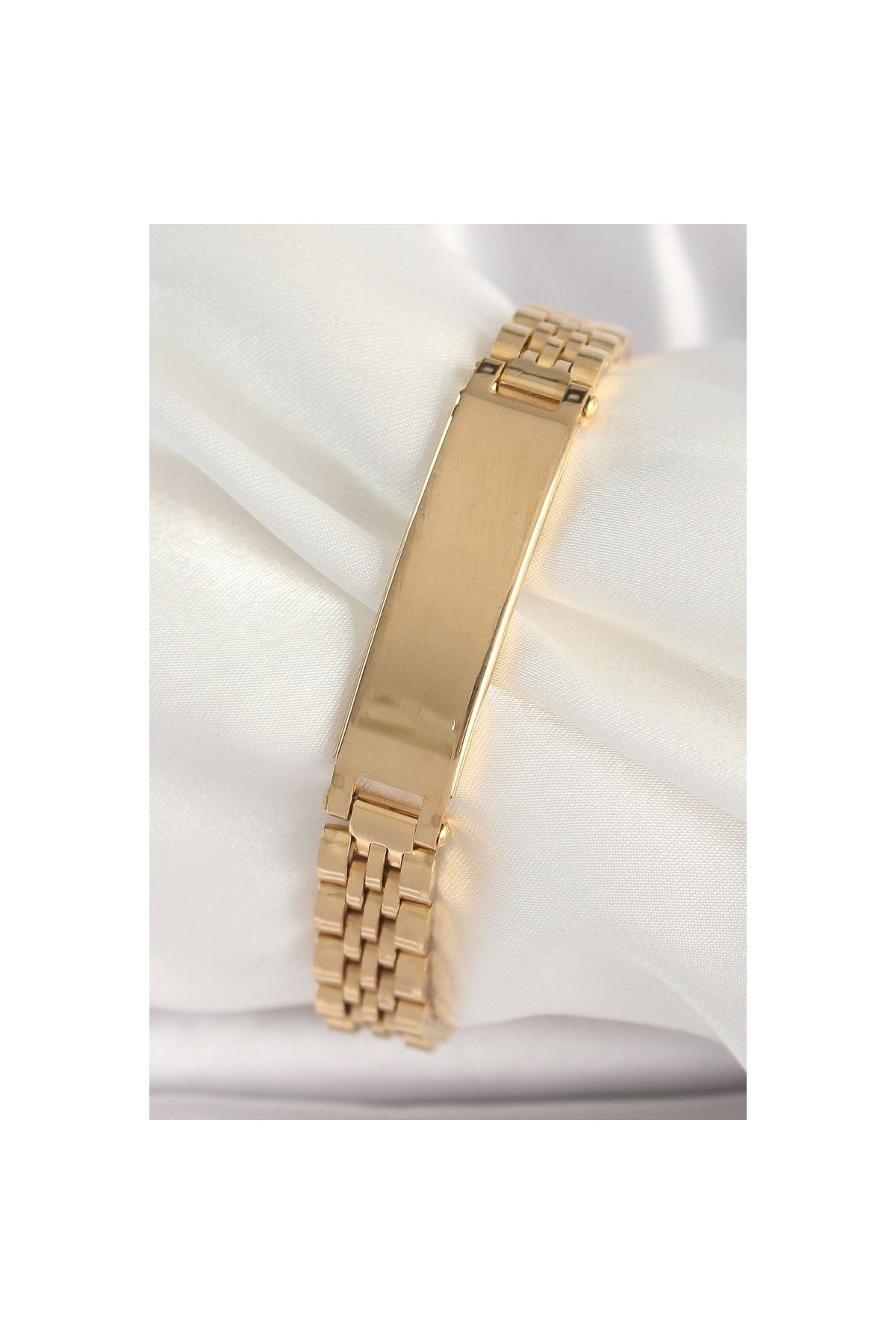 Narnuga 316L Çelik Gold Renk Zincir Künye Model Erkek Bileklik - TJ-EB3719