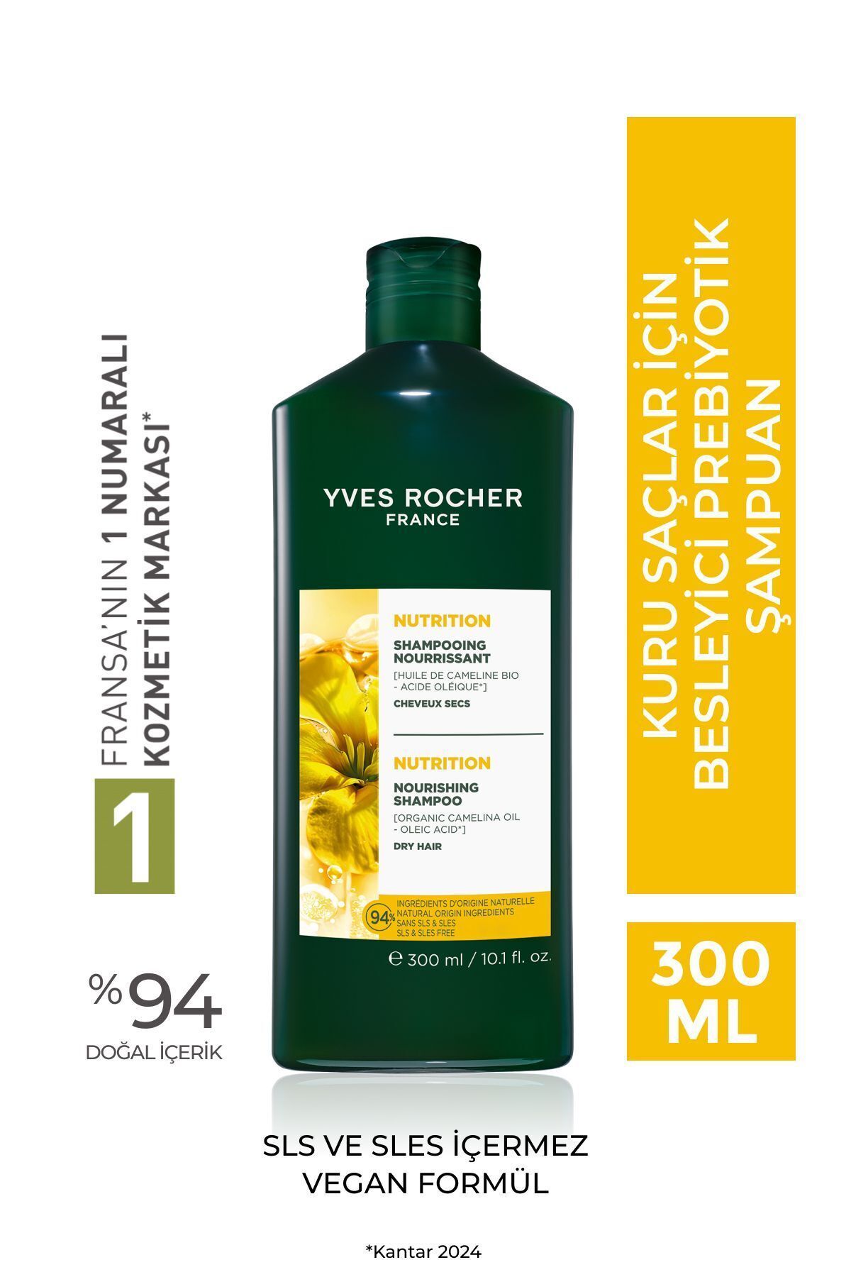 Yves Rocher Tüm Saç Tiplerine Uygun Derinlemesine Nemlendiren Saç Bakım Şampuanı