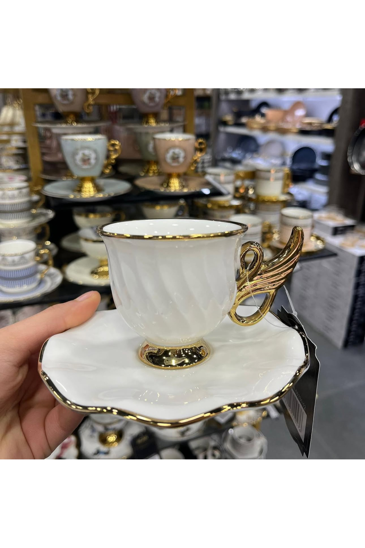 Vakıf home Acar Jade Porselen 6 Kişilik Porselen Gold Kahve Fincan ...