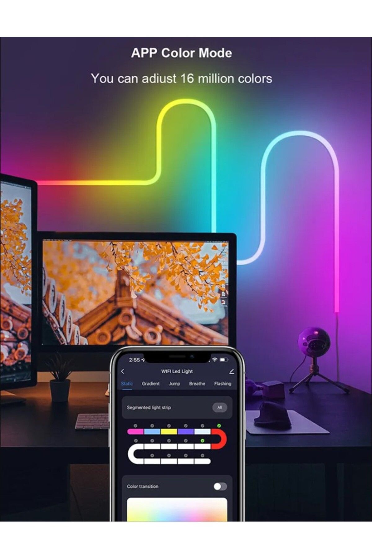 Generic-LED Neon Rope Light Tuya App and Remote Control RGB Smart Adjustable brightness flexible (3M) 3