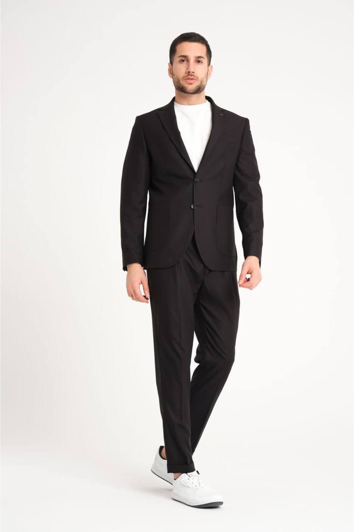 FASHİON PLAZA ERKEK SPOR İPLİ TAKIM ELBİSE EN BOY LİKRALI RAHAT KUMAŞ