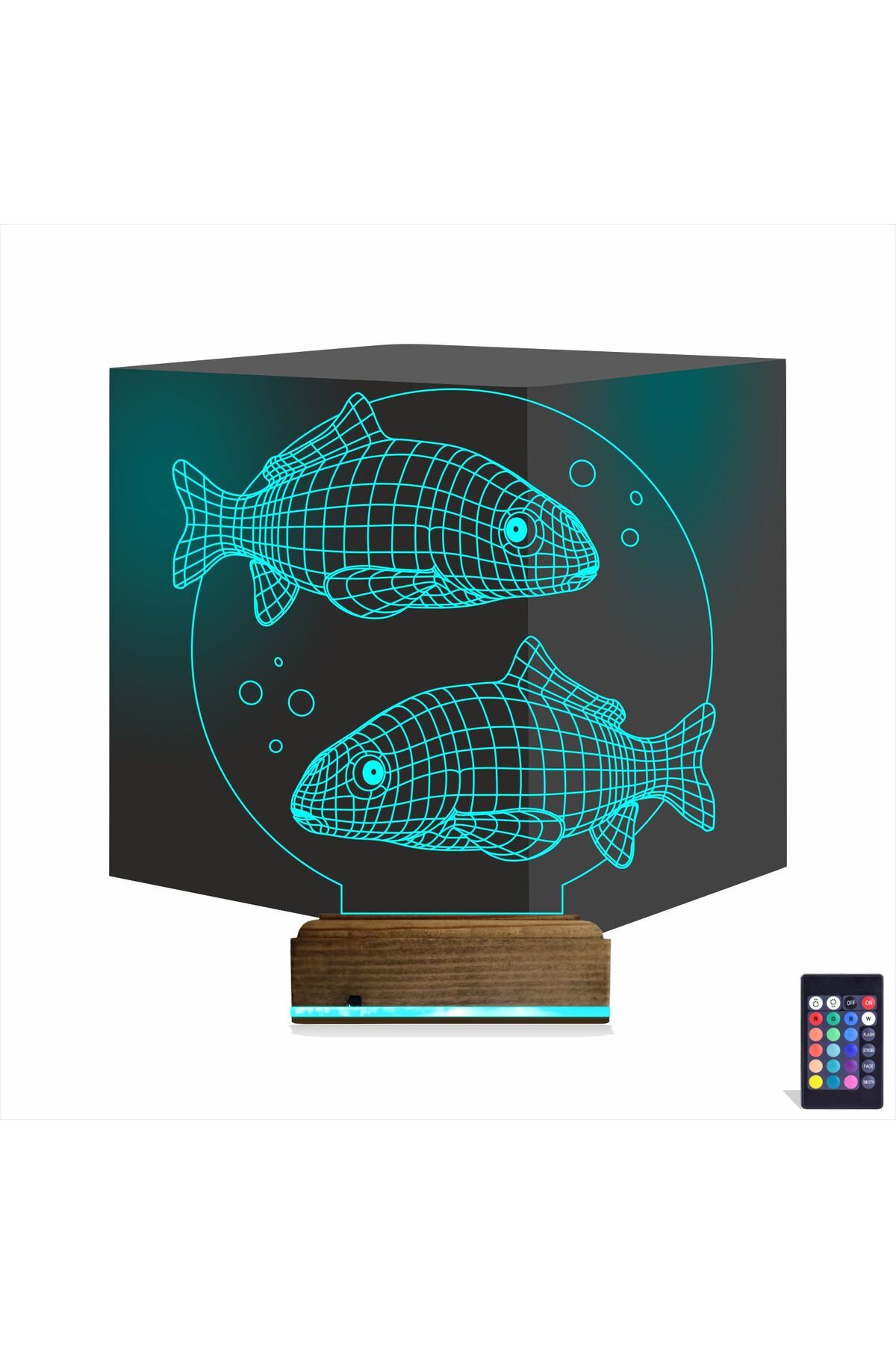 Kirppi 3d Lamba Balık Fanus Masa Gece Lambası