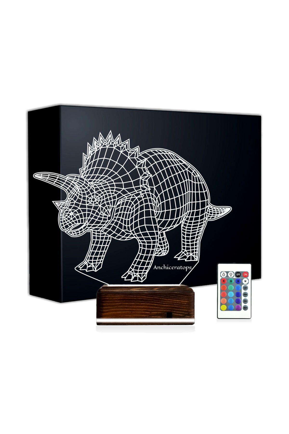 Kirppi 3d Lamba Dinozor Anchiceratops Masa Gece Lambası