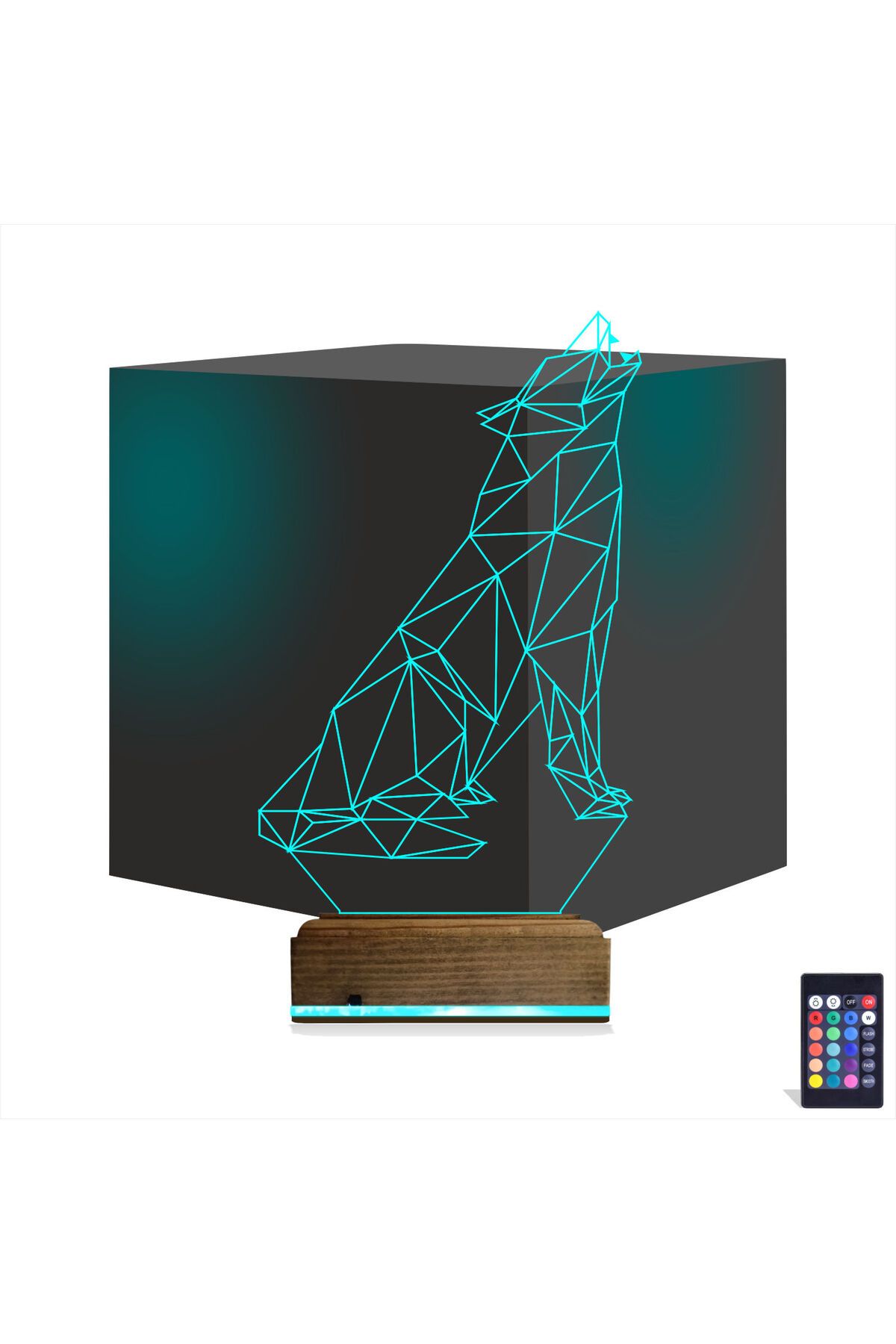 Kirppi 3d Lamba Kurt Polygonal Masa Gece Lambası
