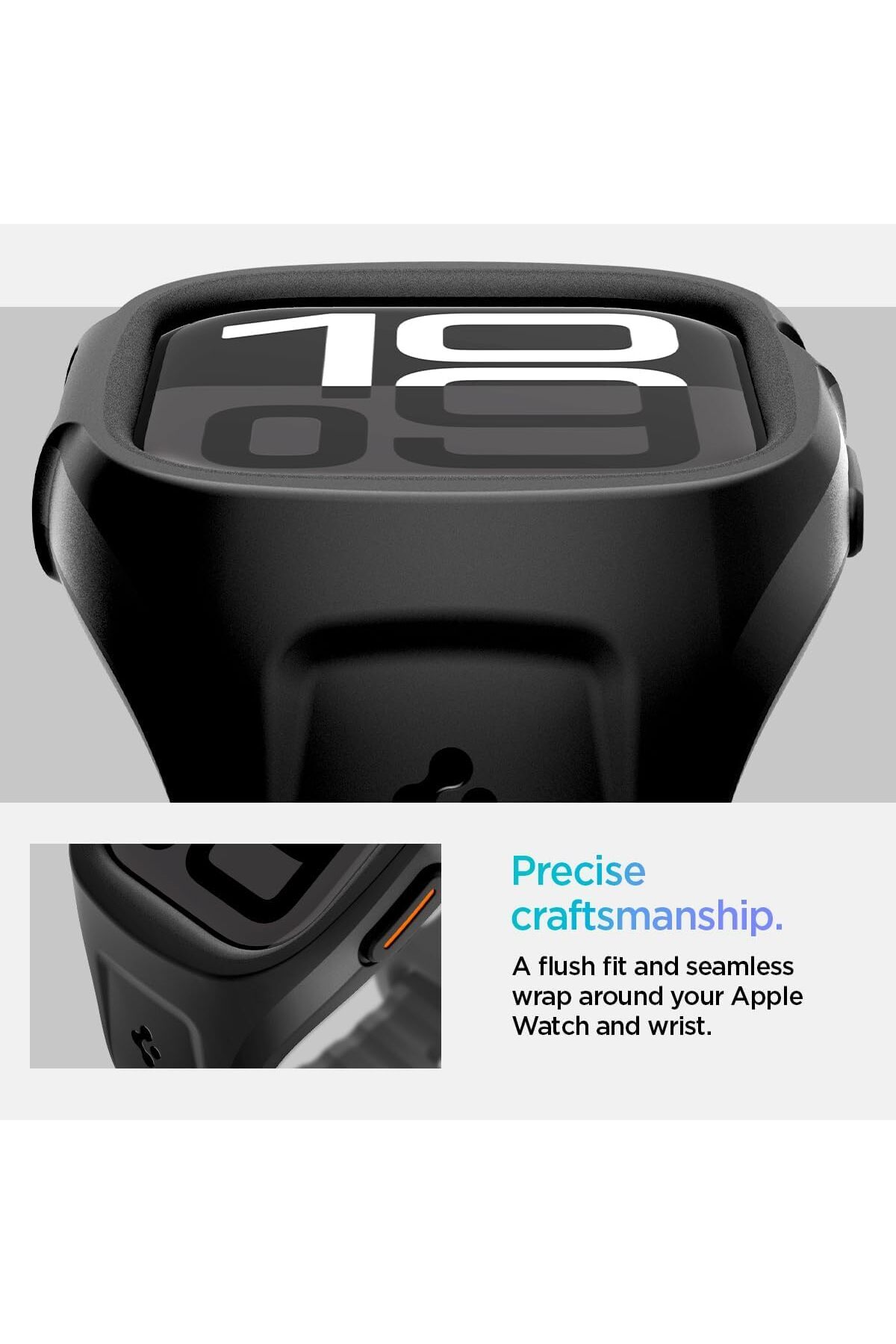 Spigen-حافظة Liquid Air Pro لساعة Apple Watch Series 10 (46 مم) مع حزام - أسود غير لامع 7
