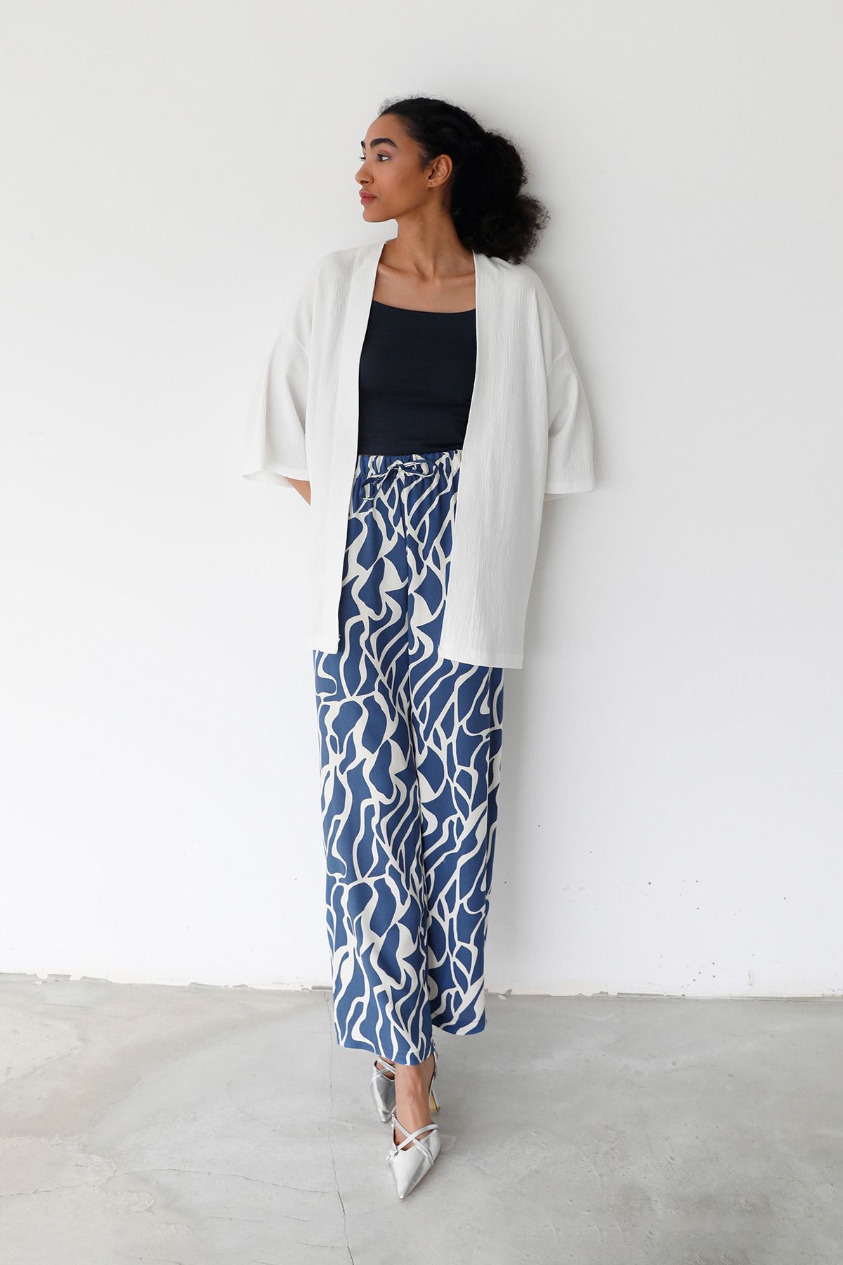 Basic Bürümcük Kumaş Şal Yaka Kimono