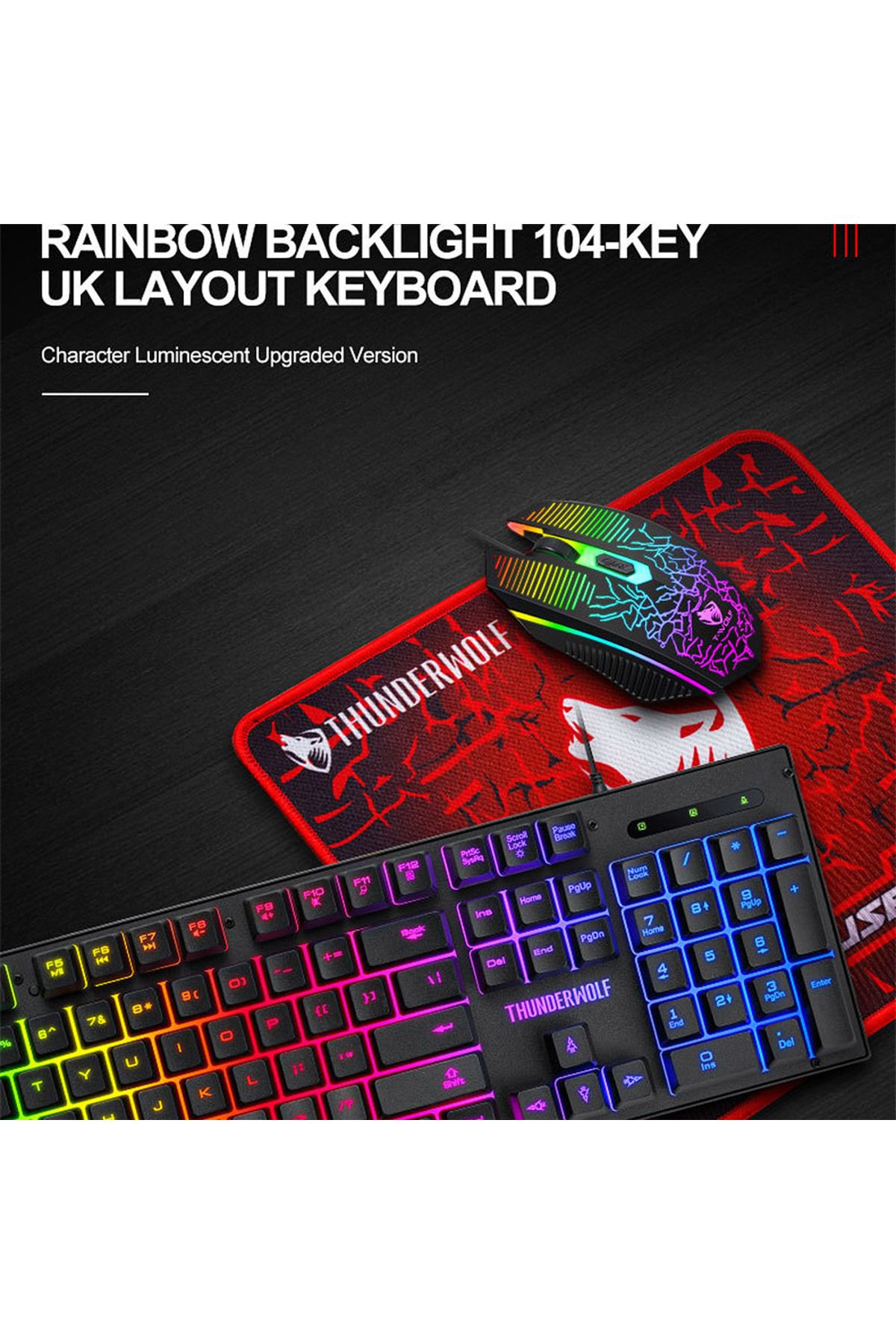 T-WOLF-3-in-1 Gaming Keyboard and Mouse MousePad Combo, 104 Key RGB Backlit Mechanical-Feel Keyboard 4