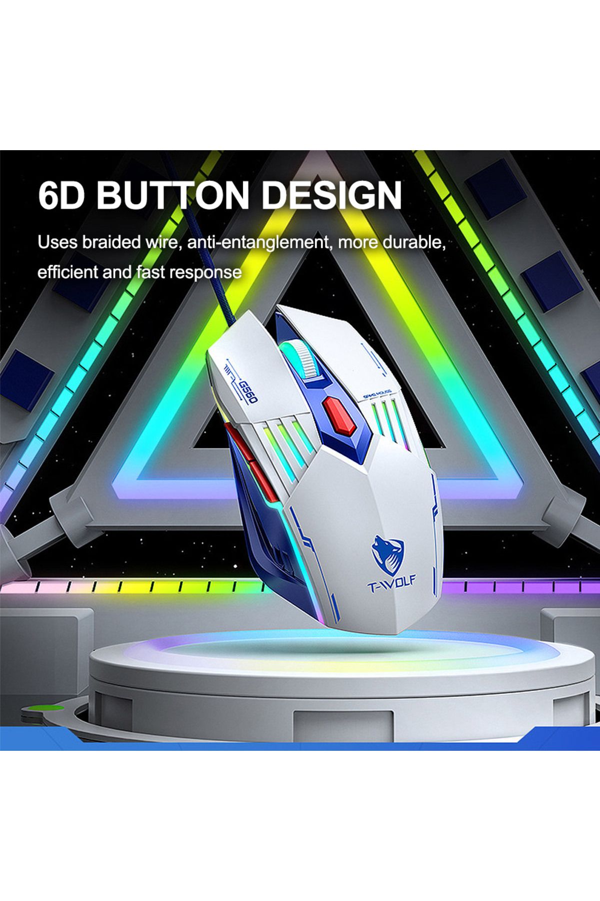 T-WOLF-Gaming Keyboard and Mouse Combo, 98-Key Compact RGB Mechanical Feel Keyboard with Type-C Wired 6