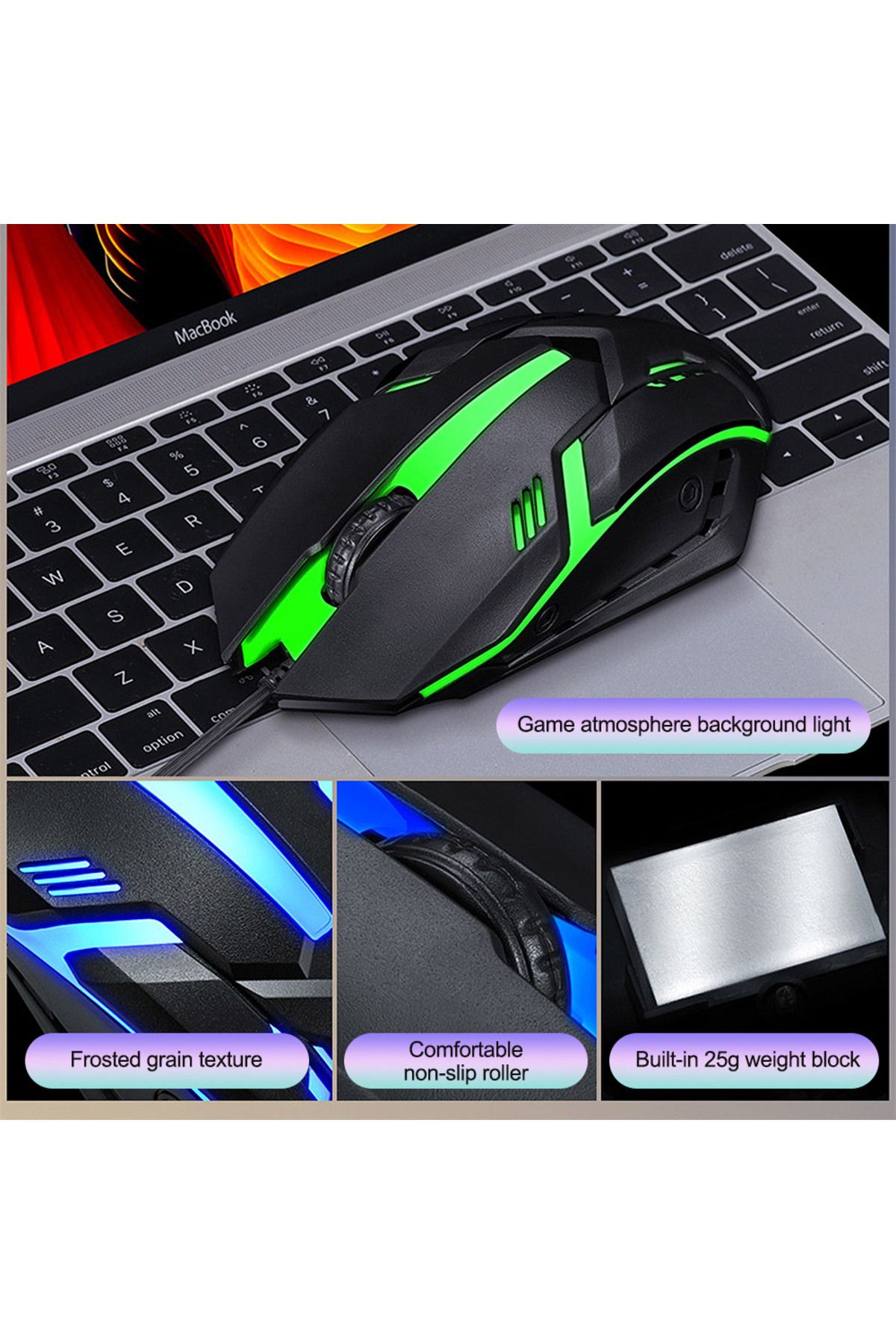 T-WOLF-104-Key RGB Punk Backlit Keyboard & Mouse Combo, Mechanical Feel Gaming Keyboards with Retro Keycaps 7