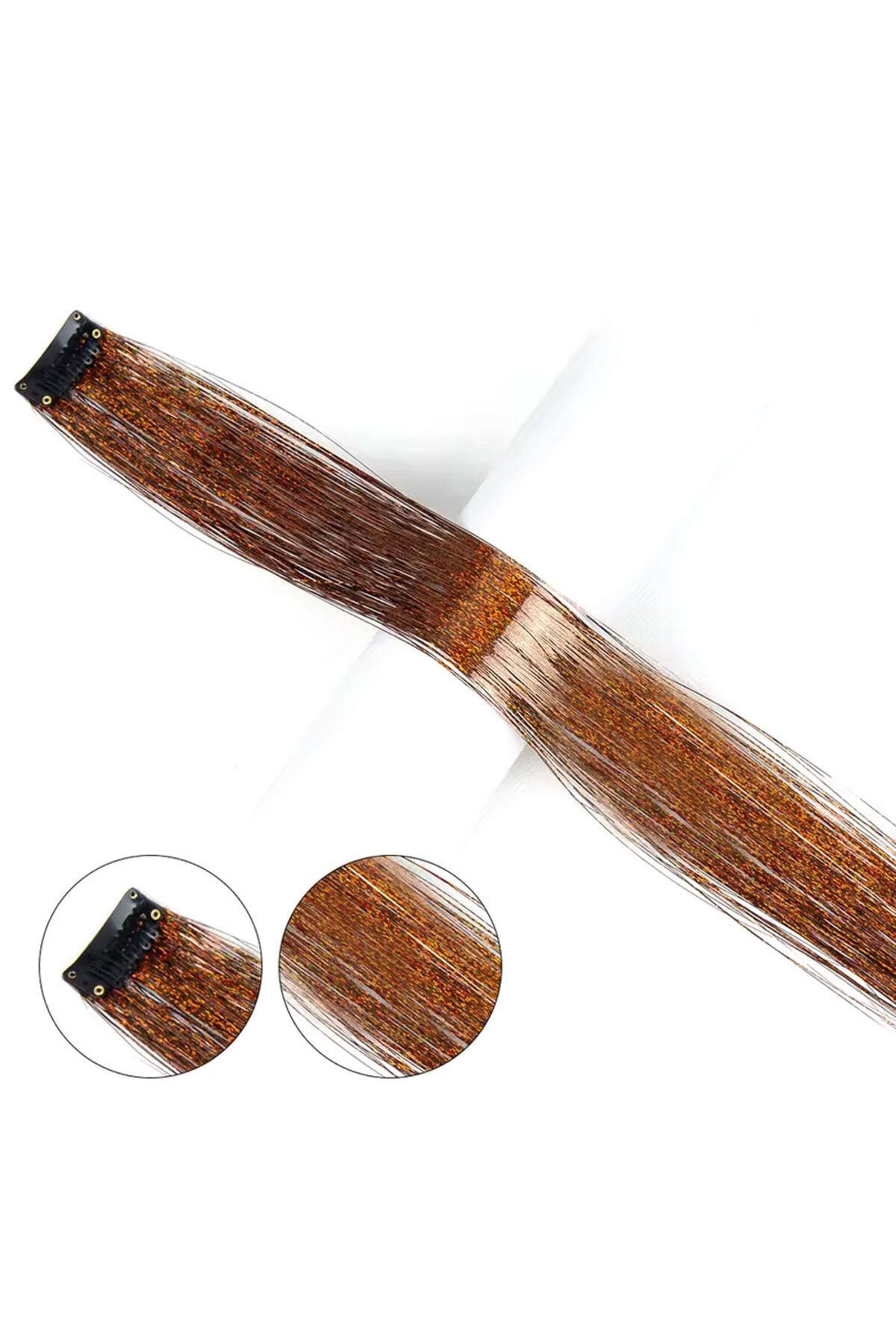 EFLAMEL DESING-Hair Glitter Hair Tinsel Snap Chocolate Brown Hair Accessory 2