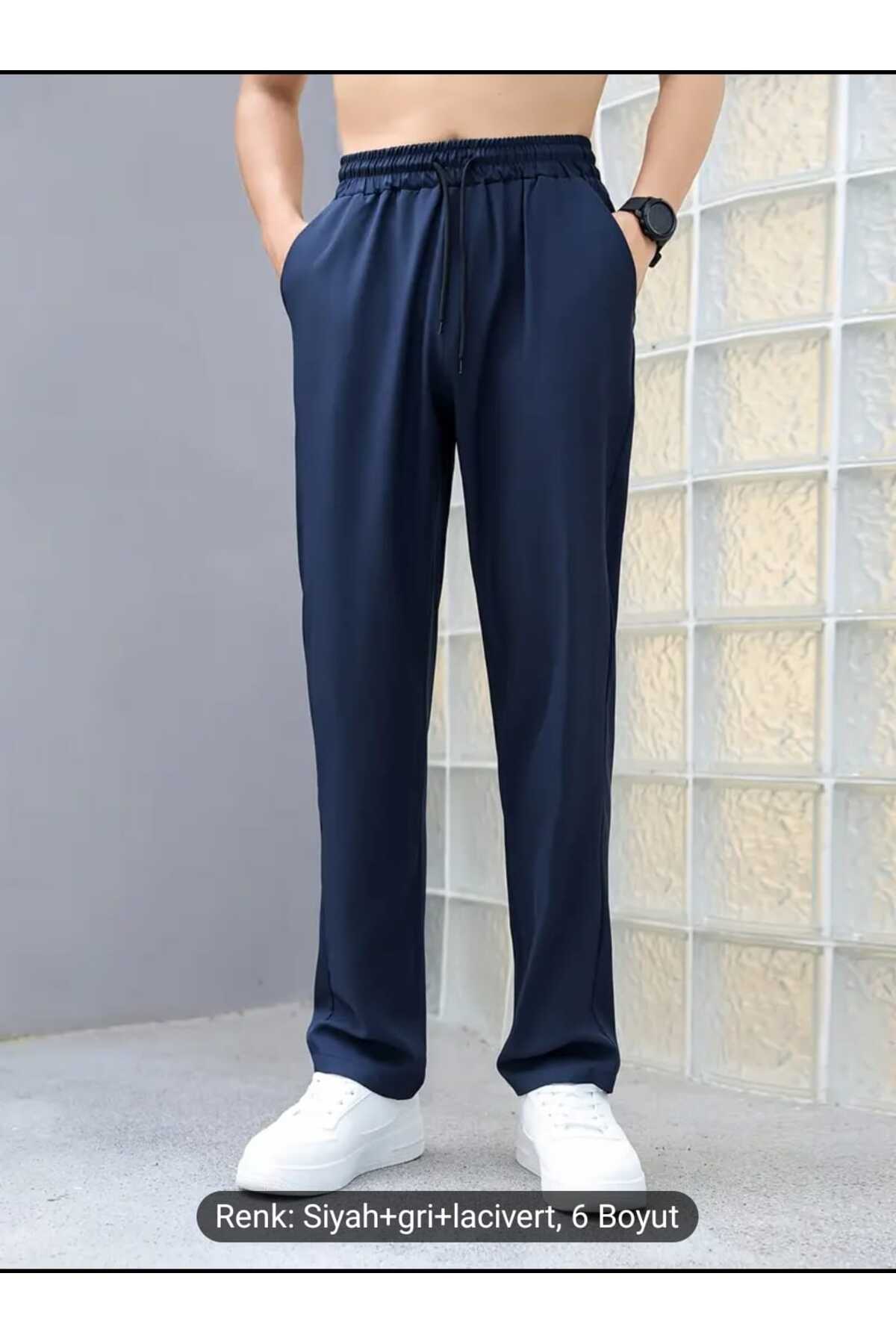 UYN SPORT Unisex Büyük Beden Battal Iki Iplik Lacivert Eşofman Altı görsel 3
