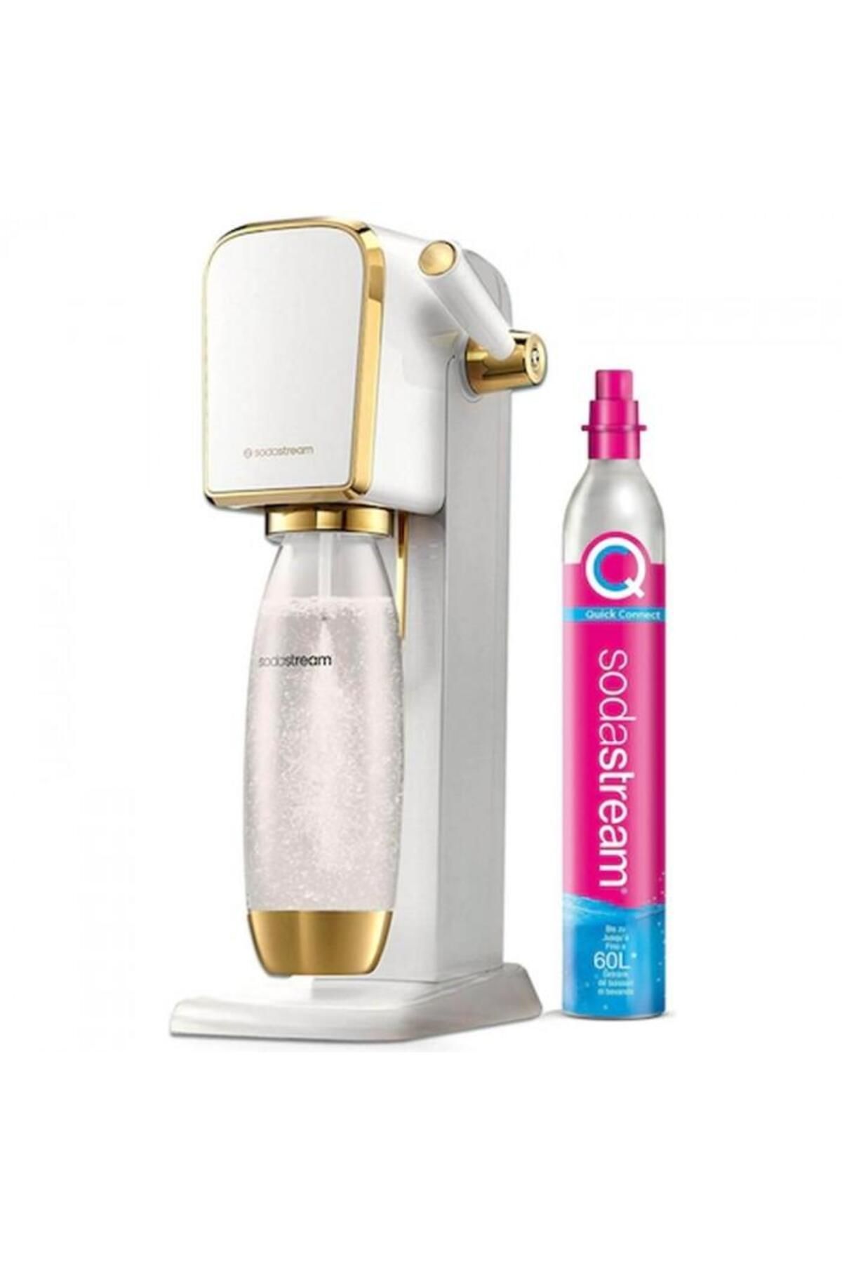 sodastream-SodaStream Art Soda Maker, Carbonation Bottle + CO2 Cylinder (White/Gold) 1