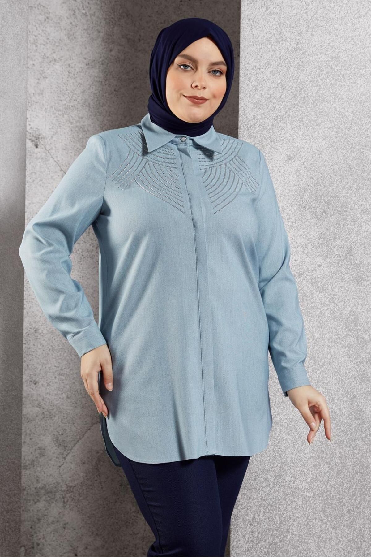 تونیک پیراهن سایز پلاس 20648 Alvina