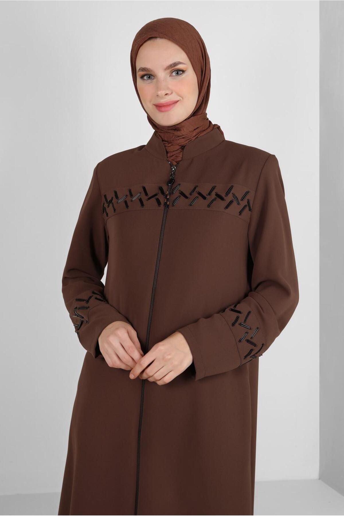 BEAD DETAILED ZIPPERED TOPCOAT 10724 Alvina