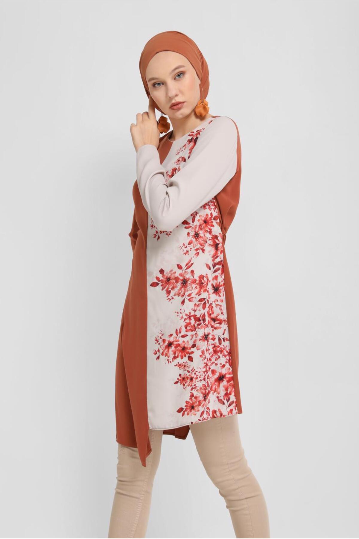 آلوینا تونیک طرحدار گلدار کمربنددار ۴۰۸۶۵ آلوینا تونیک طرحدار گلدار کمربنددار ۴۰۸۶۵