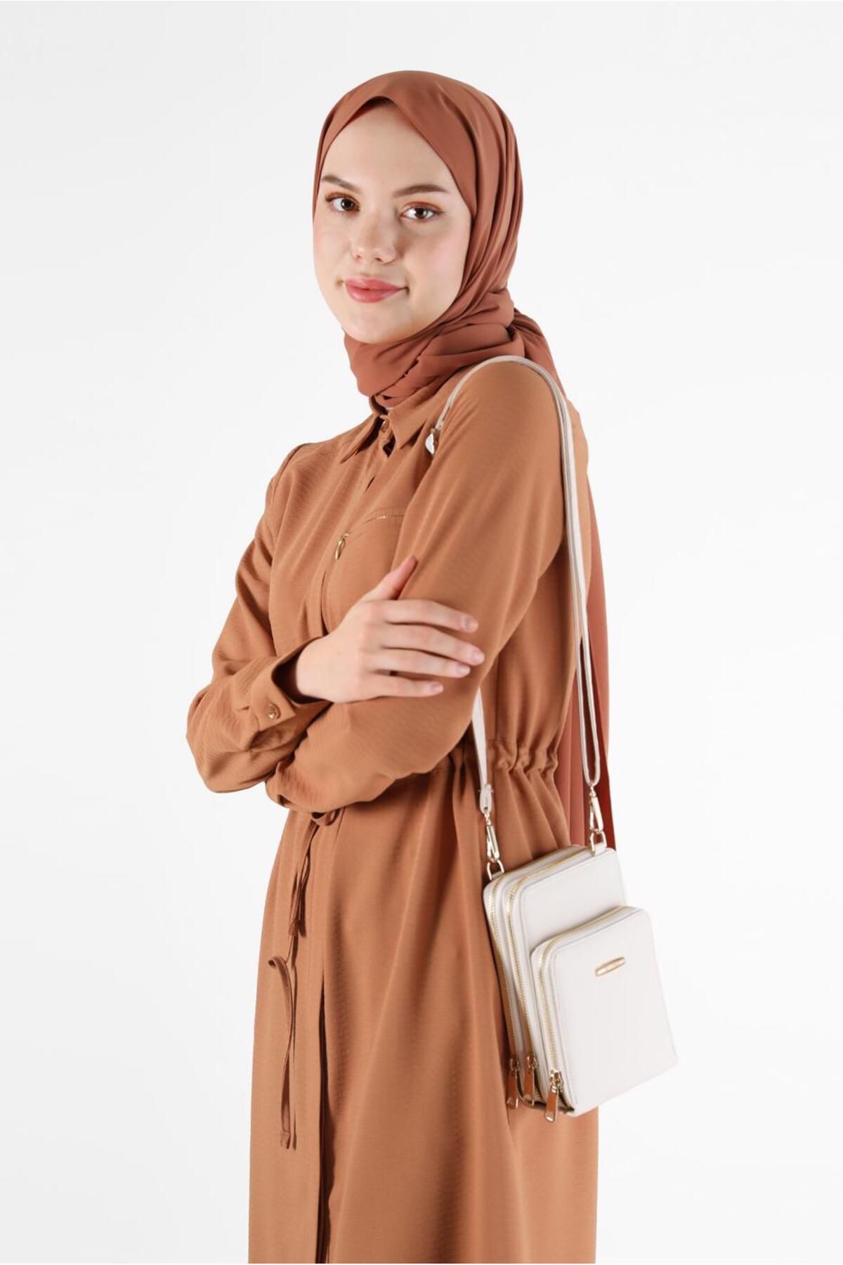 تونیک دکمه مخفی کمر طرح دار 42404 Alvina