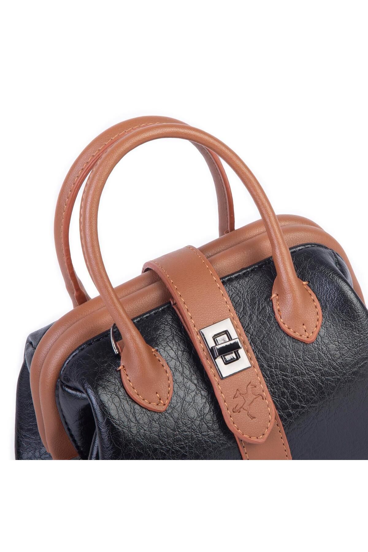 Nas Bag-Mini Size Clip-On Hand and Messenger Bag Black Tan Victoria (20X13 cm) 3