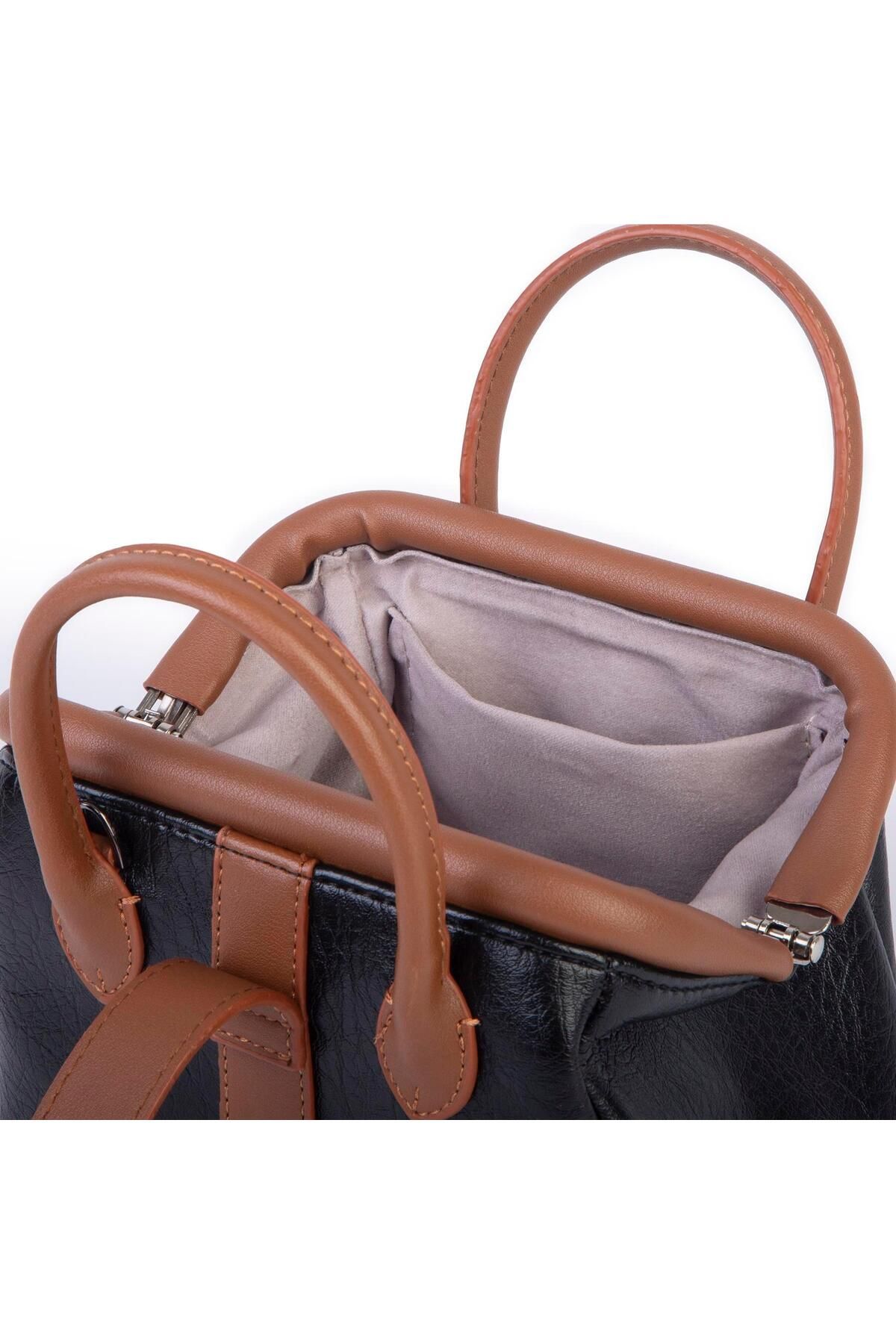 Nas Bag-Mini Size Clip-On Hand and Messenger Bag Black Tan Victoria (20X13 cm) 5