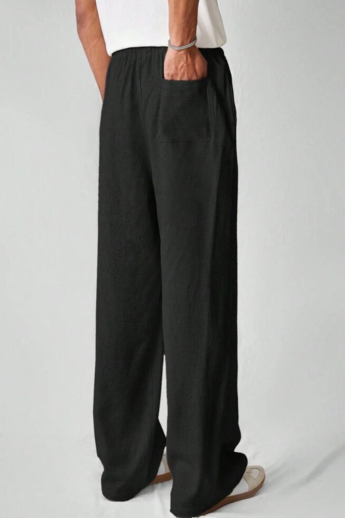 North London  Erkek Keten Karışımlı Oversize Bol Paça Pantolon - Görsel 5