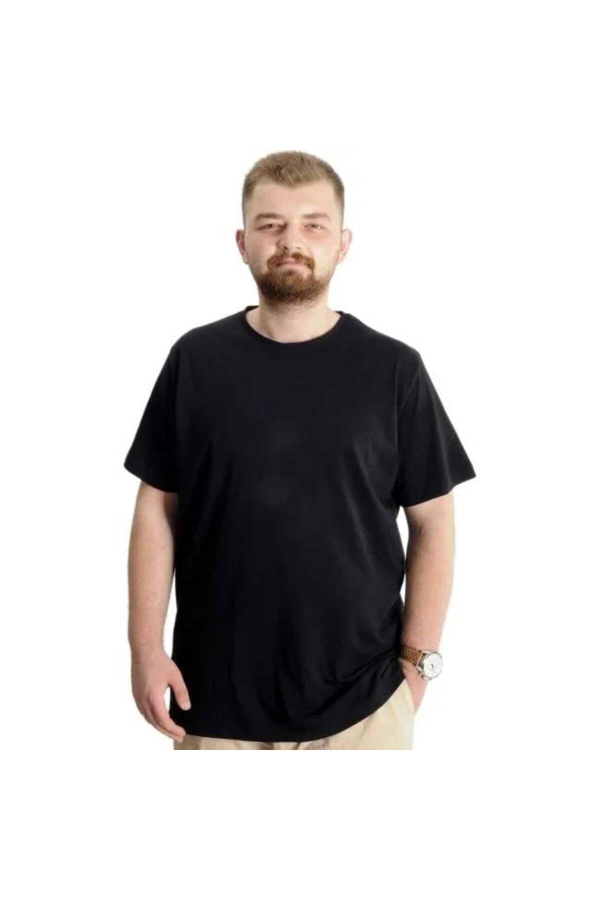 Globay Erkek Battal Pamuklu Regular Fit Tişört 20031-SIYAH